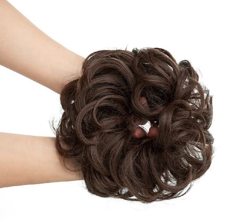 Trendy 2-Pack Bun Hair Pieces & Scrunchies Ponytail Extensions for Women & Girls - Soft Brown Hair Accessories for Work, Gym & Everyday Styling