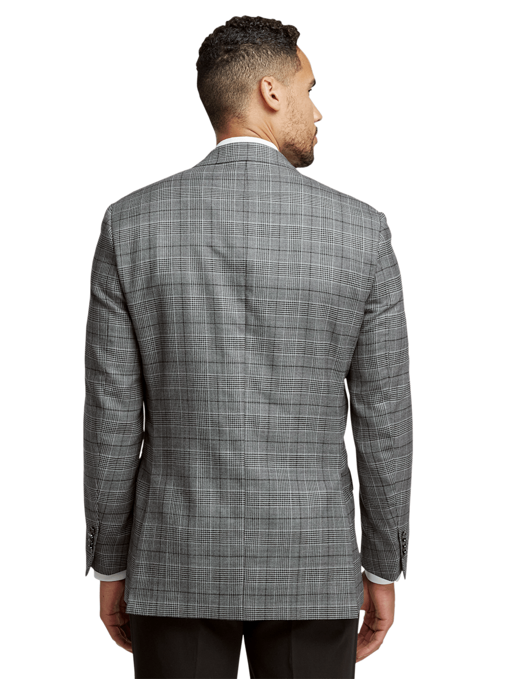Wool Plaid Single Breasted Notch Lapel Blazer for Men - Classic Black & Grey Checkered Sport Coat | Perfect for Business Casual, Office Wear & Formal Events