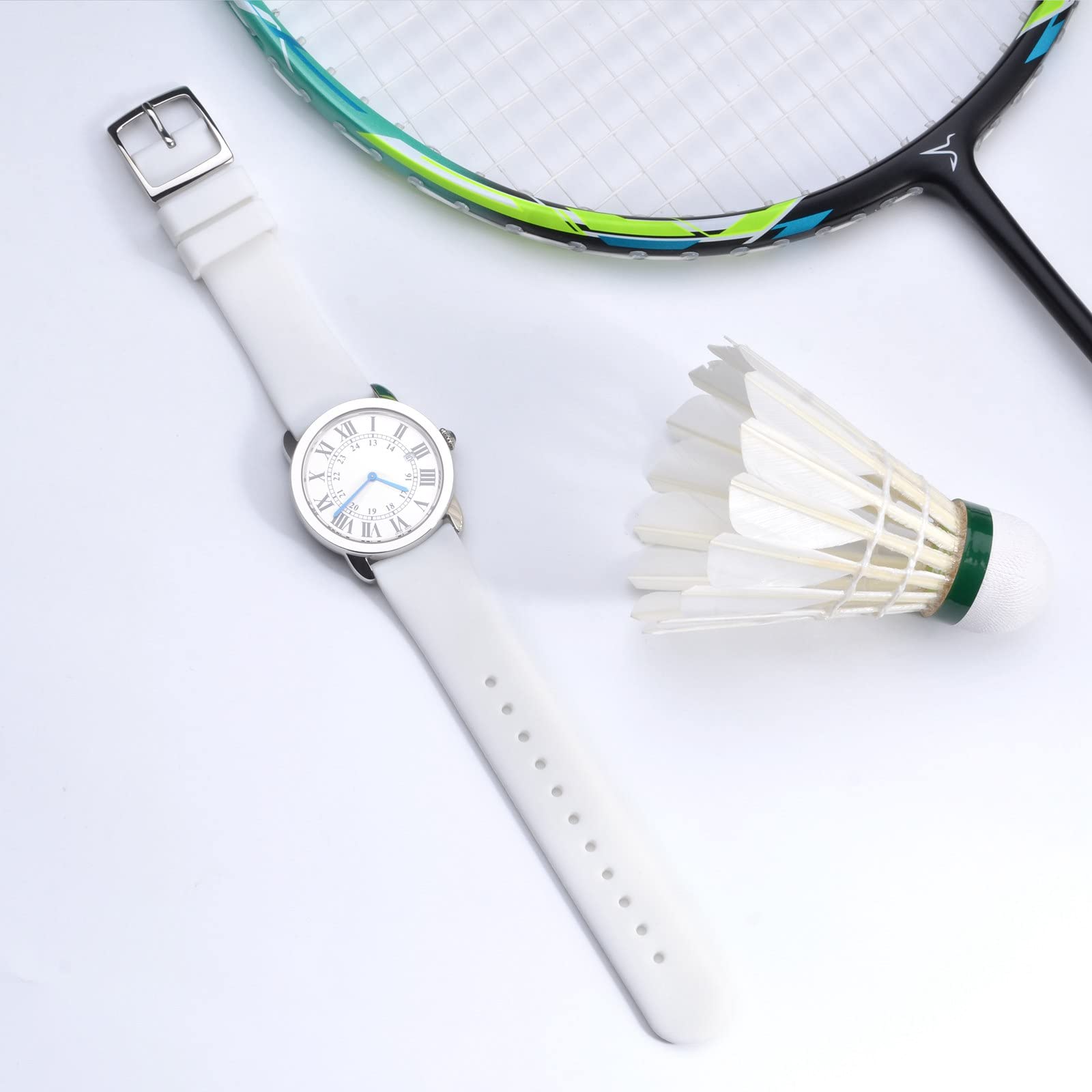 **ANNEFIT 18mm Quick Release Silicone Watch Band - Classic Gold Clasp, Durable Rubber Sport Strap (White) - Perfect for Running, Swimming & Everyday Wear**