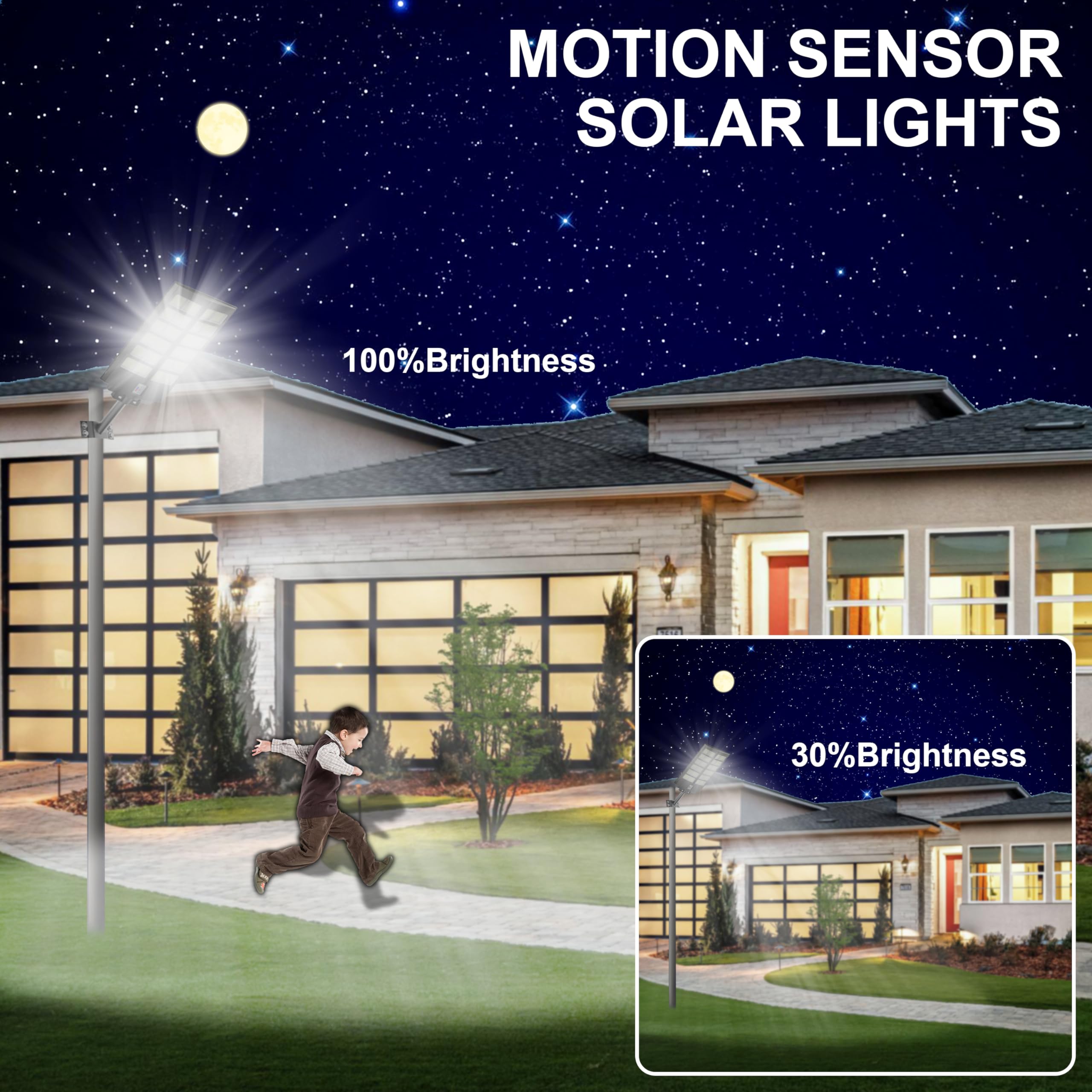 4800W Solar Street Light - 240,000LM Dusk to Dawn Outdoor Lighting - IP67 Waterproof with Motion Sensor - Solar Powered Parking Lot Lights for Yard, Road, Pathway & Driveway - Energy Efficient Wide Angle Solar Lamp for Home & Commercial Use
