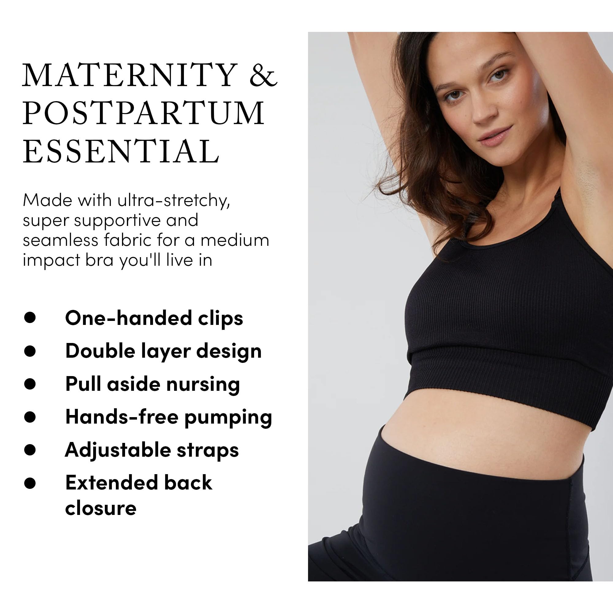 Ingrid & Isabel Seamless Maternity Nursing Sports Bra - Comfortable Support for Pregnancy & Breastfeeding - Perfect for Yoga, Gym & Everyday Wear