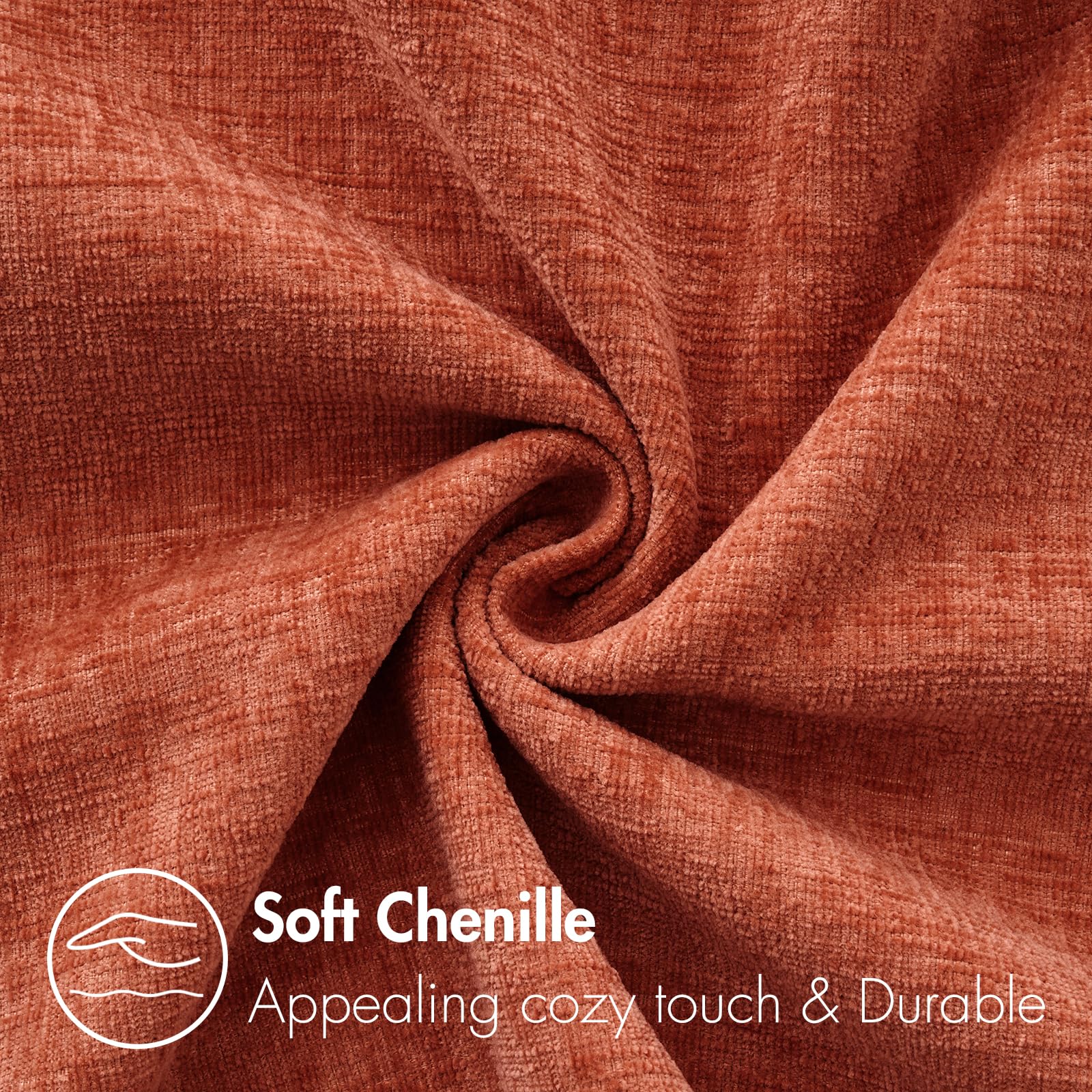 MIULEE 2-Pack 18x18 Inch Soft Burnt Orange Chenille Throw Pillow Covers for Couch, Sofa & Living Room - Solid Dyed Decorative Pillow Cases - Perfect for Home Decor, Cozy Accents & Seasonal Styling