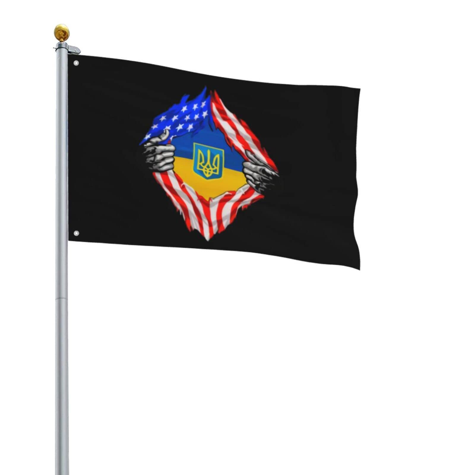 Stand With Ukraine Flag 2x3 Ft - Fade Resistant Outdoor Yard Flag with Rust-Proof Metal Grommets - Durable Polyester House Banner for Porch, Garden & Patriotic Displays