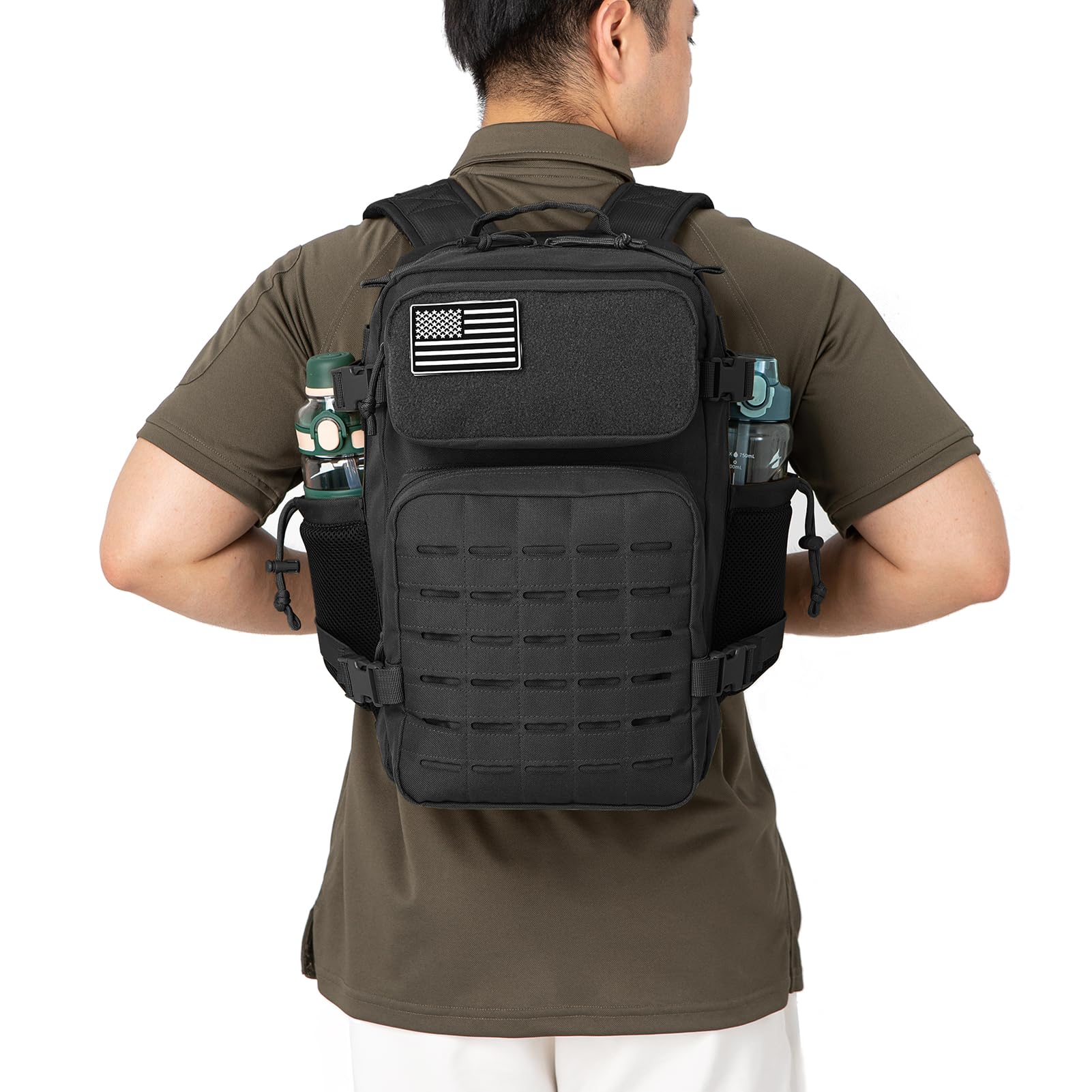 QT&QY 25L/35L/45L Tactical Backpack for Men - Military Molle Daypack, 3-Day Bug Out Bag, Hiking Rucksack with Water Bottle Holder - Perfect for Outdoor Adventures, Camping & Emergency Preparedness
