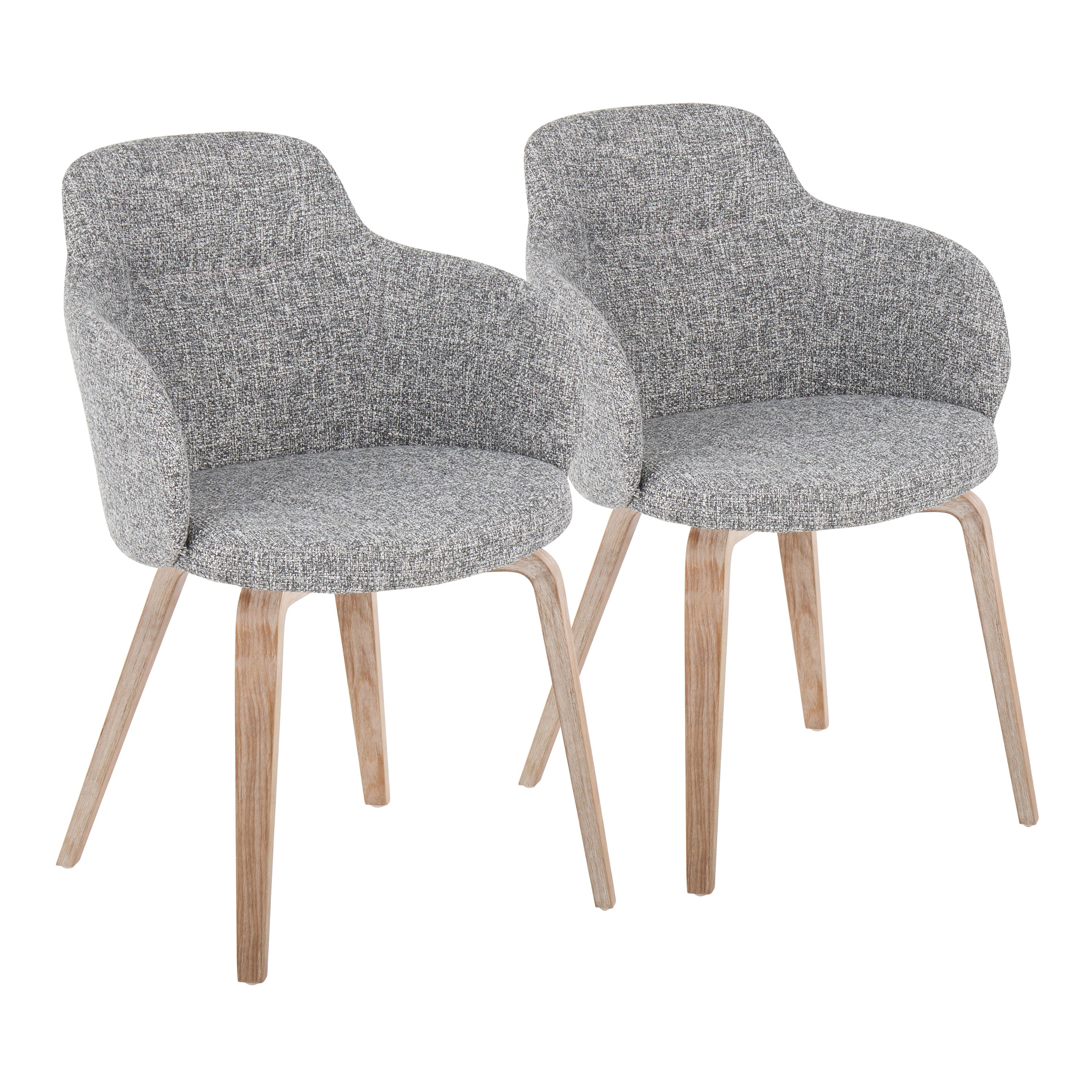 LumiSource Boyne Contemporary Dining & Accent Chairs - Set of 2, Whitewashed Wood with Dark Grey Noise Fabric - Perfect for Modern Dining Rooms, Living Rooms & Home Offices
