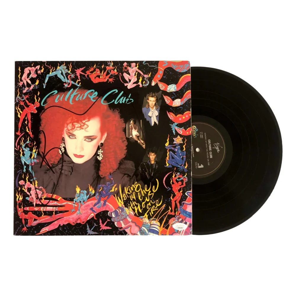 Culture Club Boy George Hand Signed LP Album 'Waking Up with the House on Fire' with JSA COA - Rare Collectible Vinyl Record for Music Fans & Memorabilia Collectors