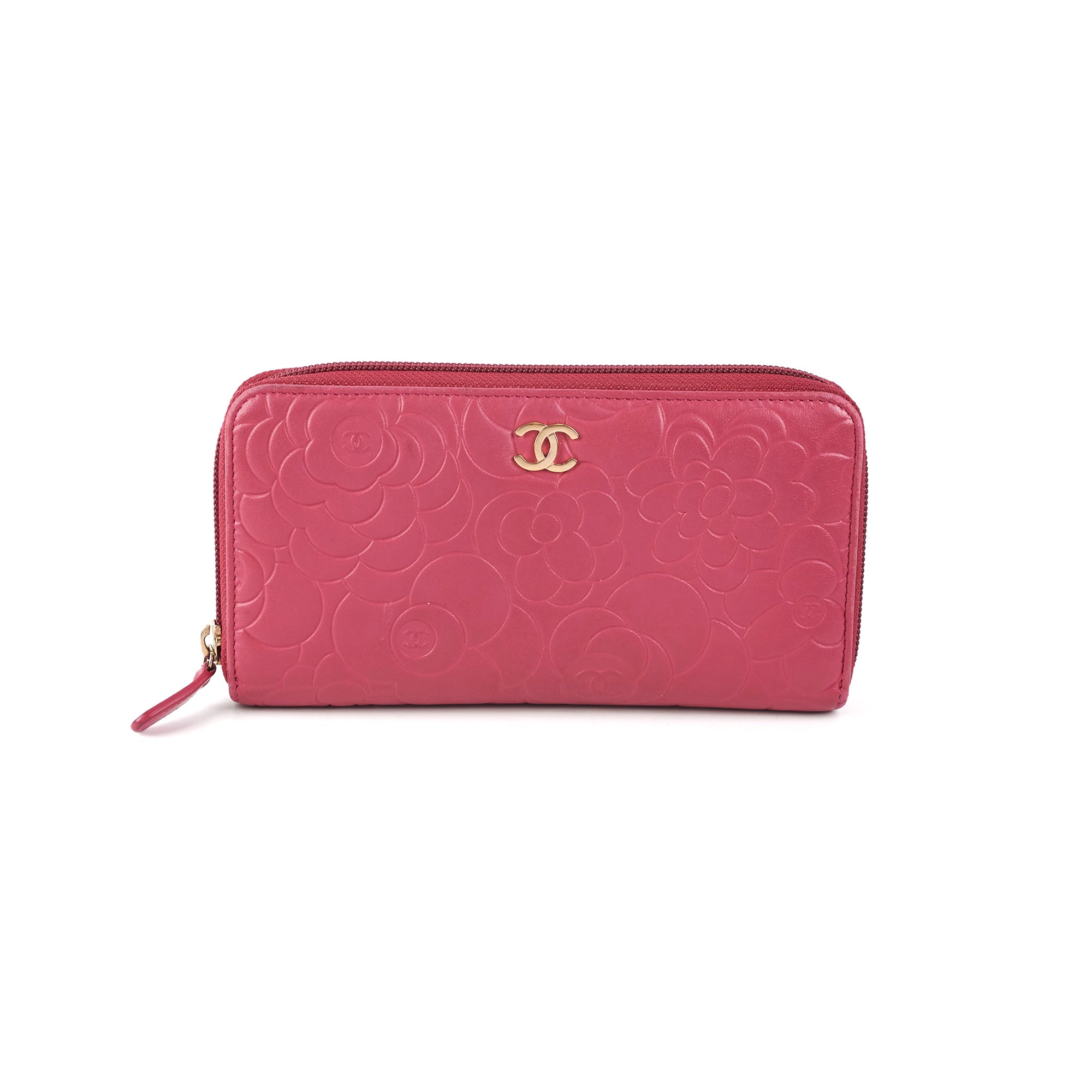 Chanel Long Zip Camelia Dark Pink Wallet - Luxury Designer Womens Wallet for Everyday Use & Special Occasions