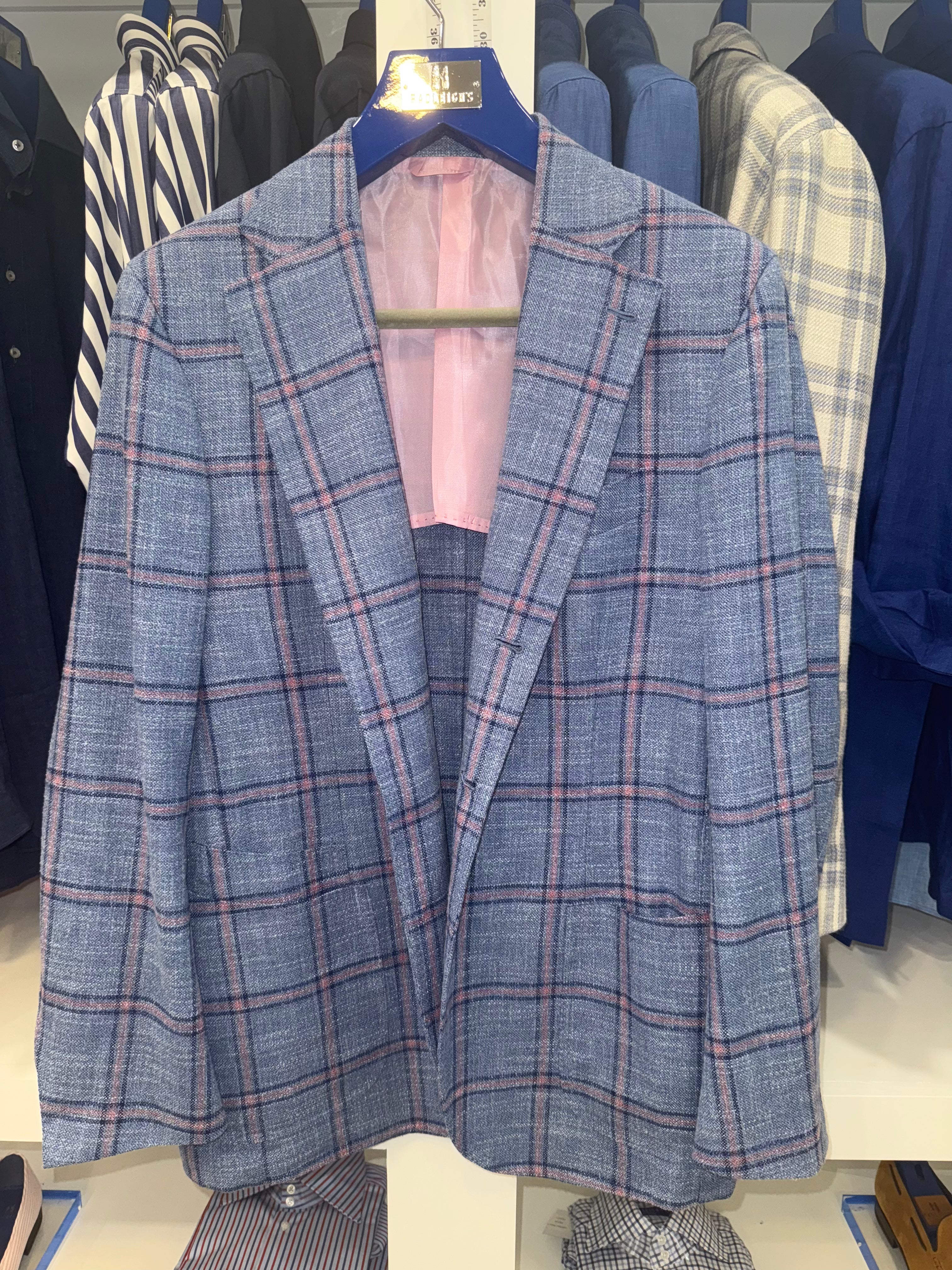 Blue and Pink Windowpane James Jacket for Men - Stylish Casual Blazer for Office, Dating & Special Occasions
