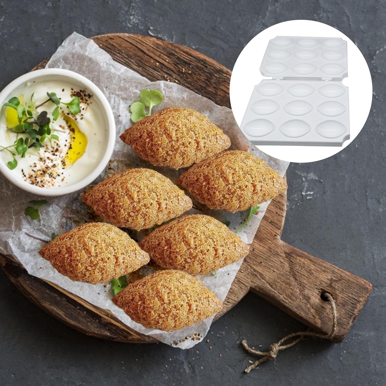 Greatideal 9-Grid Meatball Mold – Large Kibbeh Press Maker – Plastic Manual Meatloaf Press Tool for Homemade Fried Kibbeh – Perfect for Middle Eastern Cooking & Party Food Prep