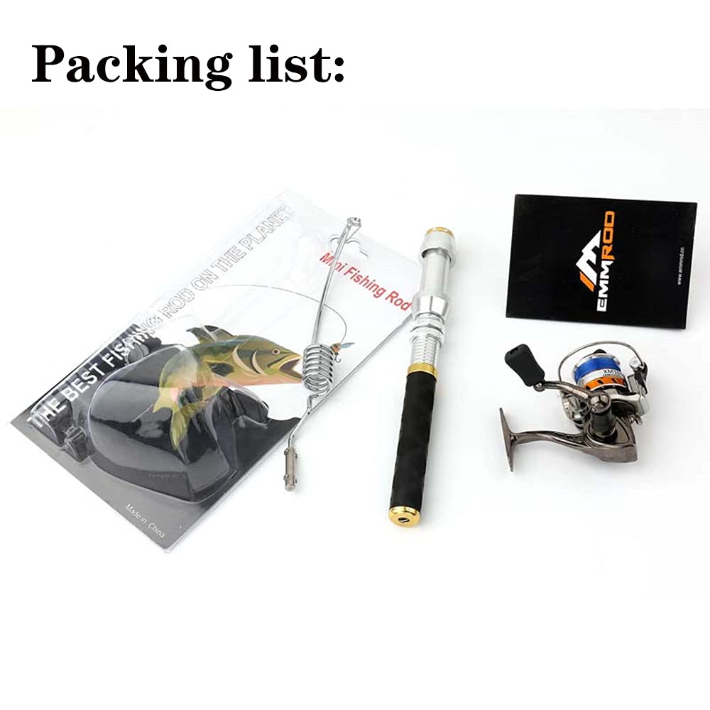 JOTOUCH Mini 6 Coil Stainless Steel Elastic Fishing Rod with 4.3:1 Spinning Reel Combo - Adjustable Aluminum Alloy Handle Fishing Pole for River, Lake, Reservoir & Ice Fishing - Perfect for Beginners & Travel Fishing