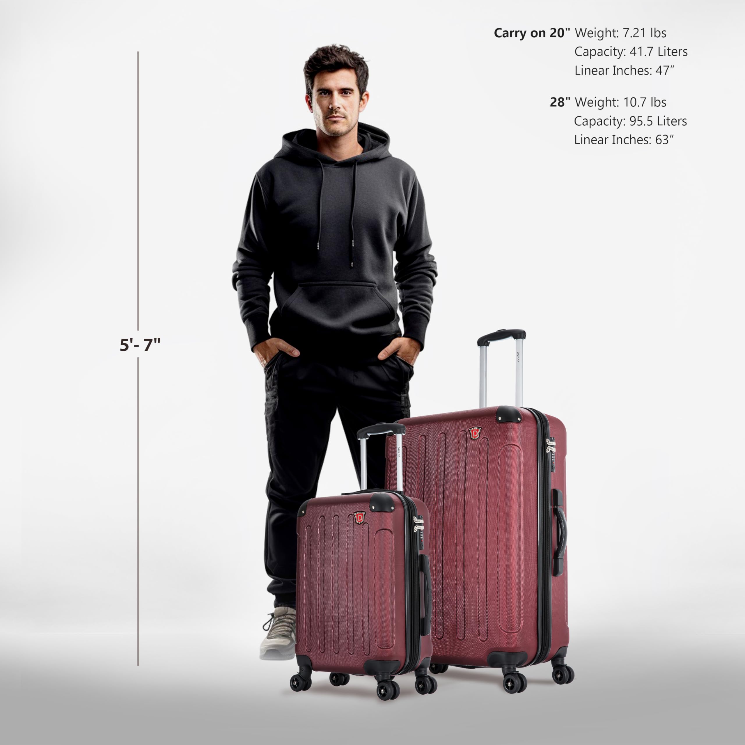 DUKAP INTELY 2-Piece Hardside Spinner Luggage Set (20