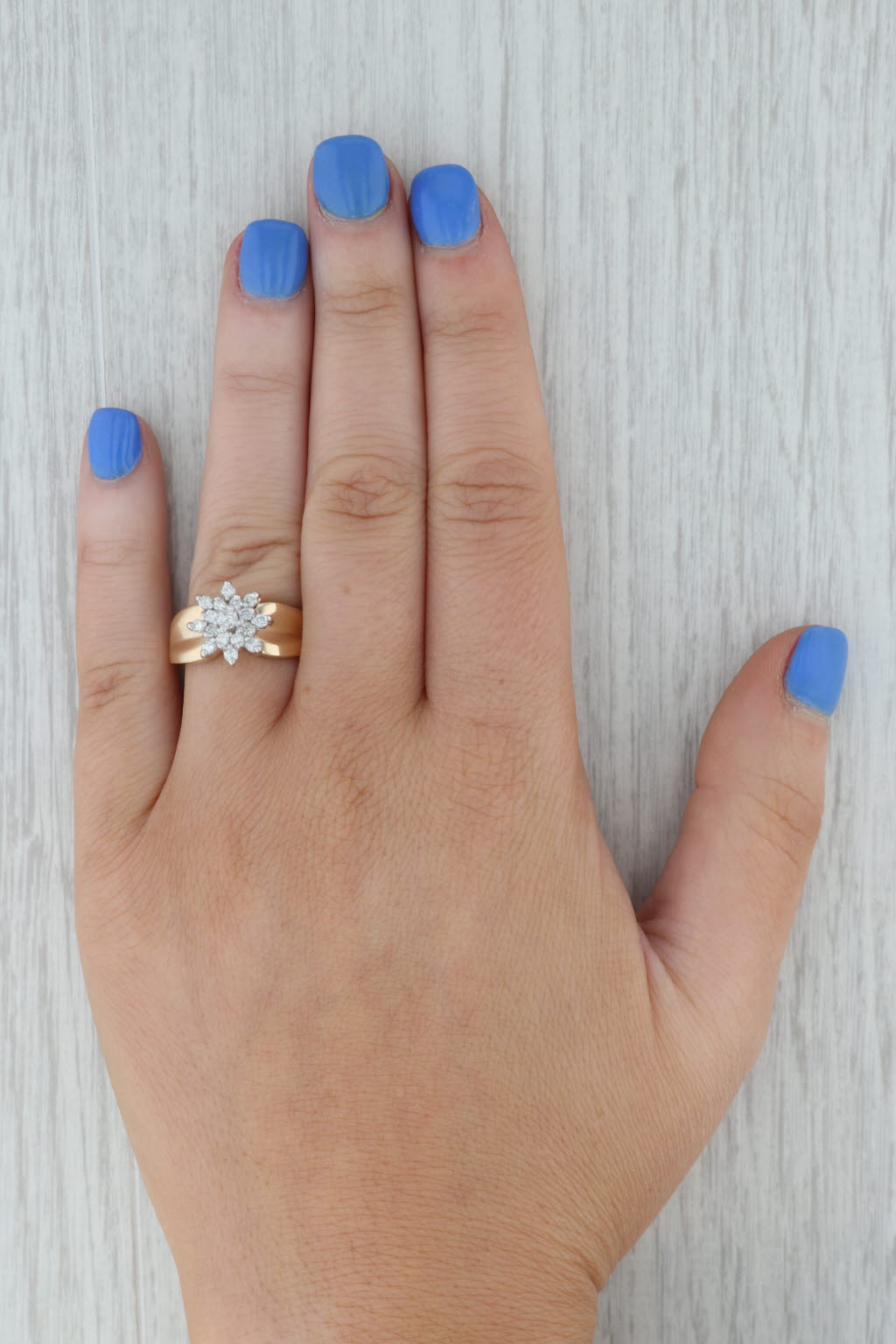 0.47ctw Diamond Flower Cluster Engagement Ring 14k Yellow Gold Size 6.25 - Perfect for Proposals, Anniversaries & Romantic Occasions