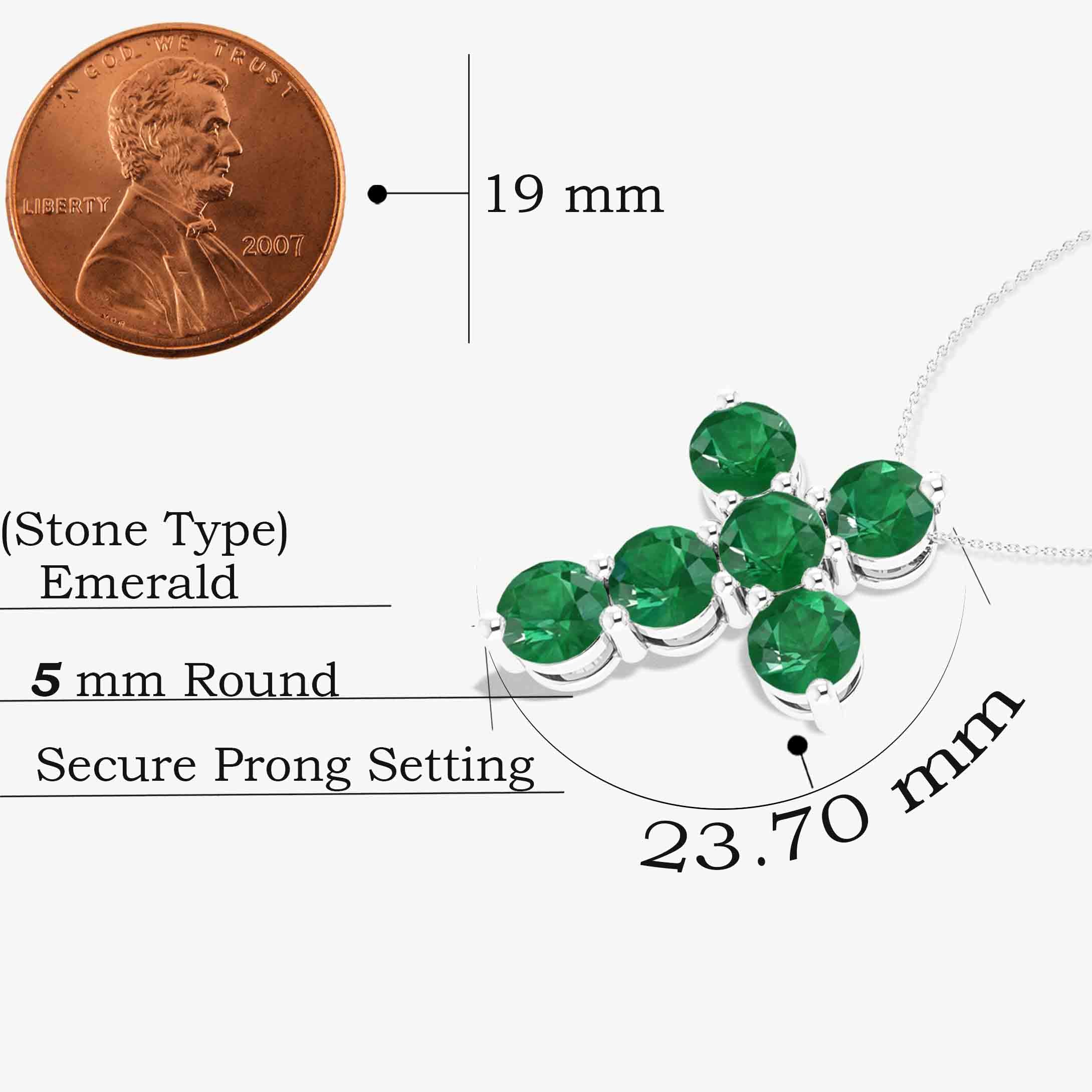 Green Emerald Gemstone Cross Pendant Necklace - Elegant 925 Sterling Silver Jewelry for Women - Perfect for Christmas Gifts, Baptism, Weddings & Everyday Wear