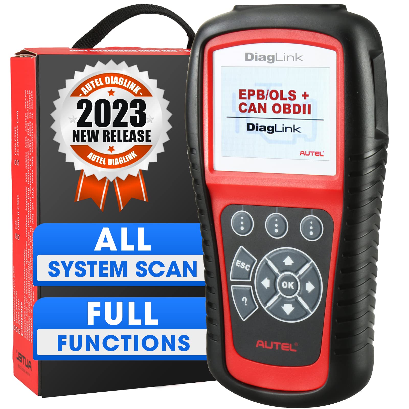 Autel OBD2 Scanner Diaglink (DIY Version of MD802) - Full System Diagnostic Tool for ABS, SRS, Engine, Transmission, EPB, Oil Reset - Perfect for Car Owners & Mechanics to Read & Clear Fault Codes at Home or Garage