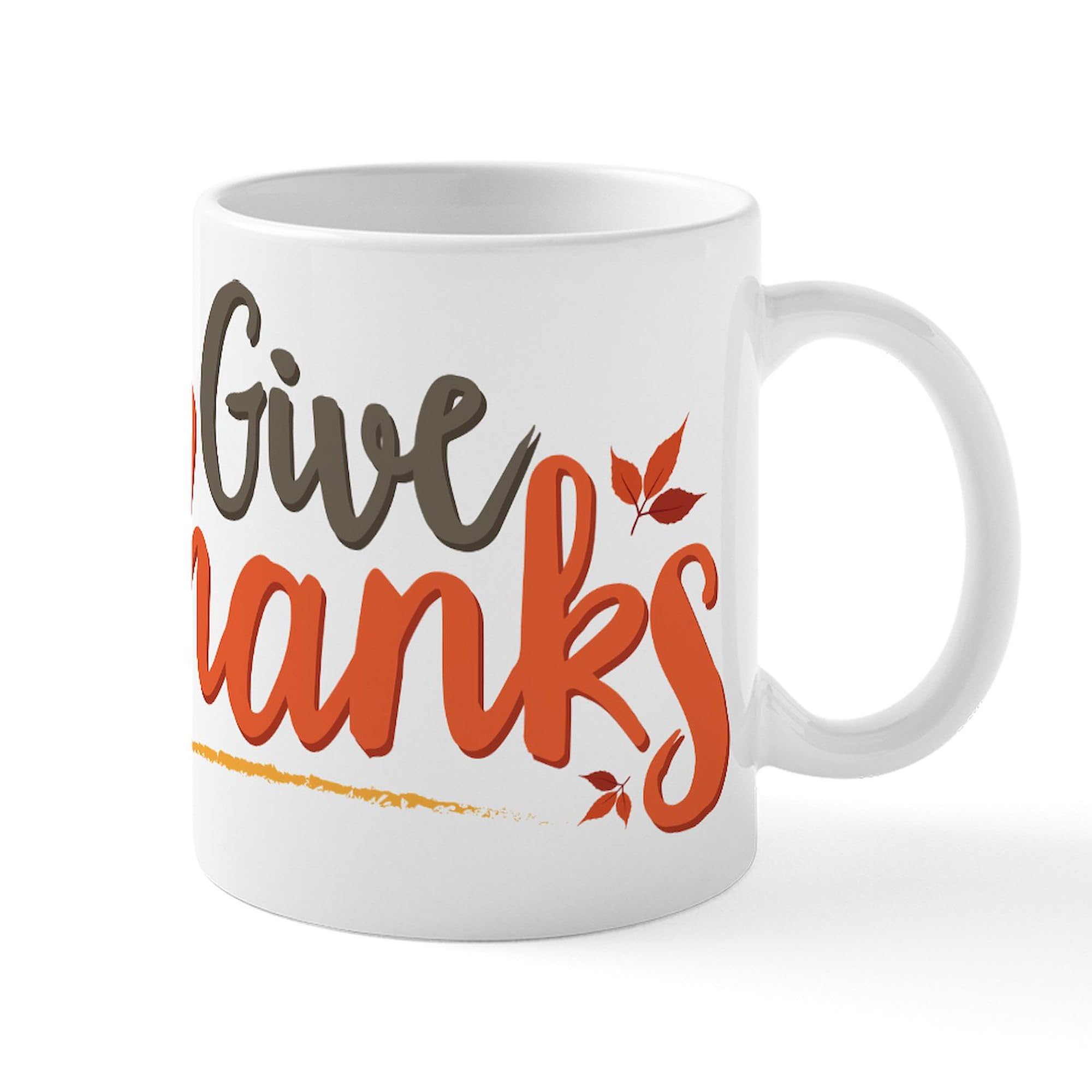 Give Thanks Ceramic Coffee Mug 11 oz (325 ml) - Perfect for Thanksgiving, Christmas Gifts & Daily Coffee Breaks