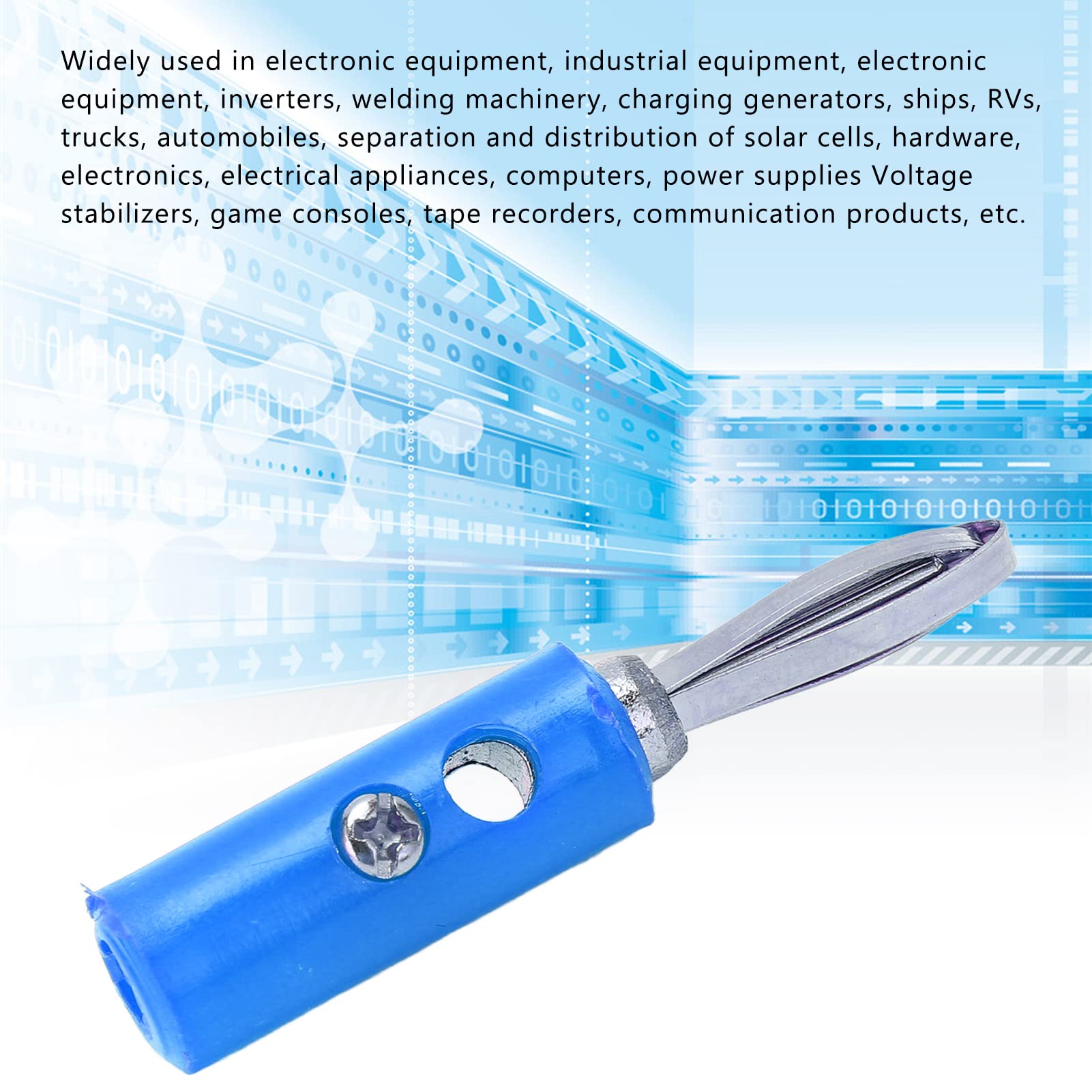4mm Banana Plug Connector - JT002 Stable Solder Wiring for Industrial & Electronic Equipment (Blue) | Perfect for Audio Systems, Test Leads & Power Connections