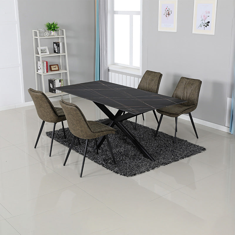 Premium Sintered Stone Dining Table 180cm - Modern Black Rectangular Kitchen Table for Dining Room, Restaurant & Outdoor Patio
