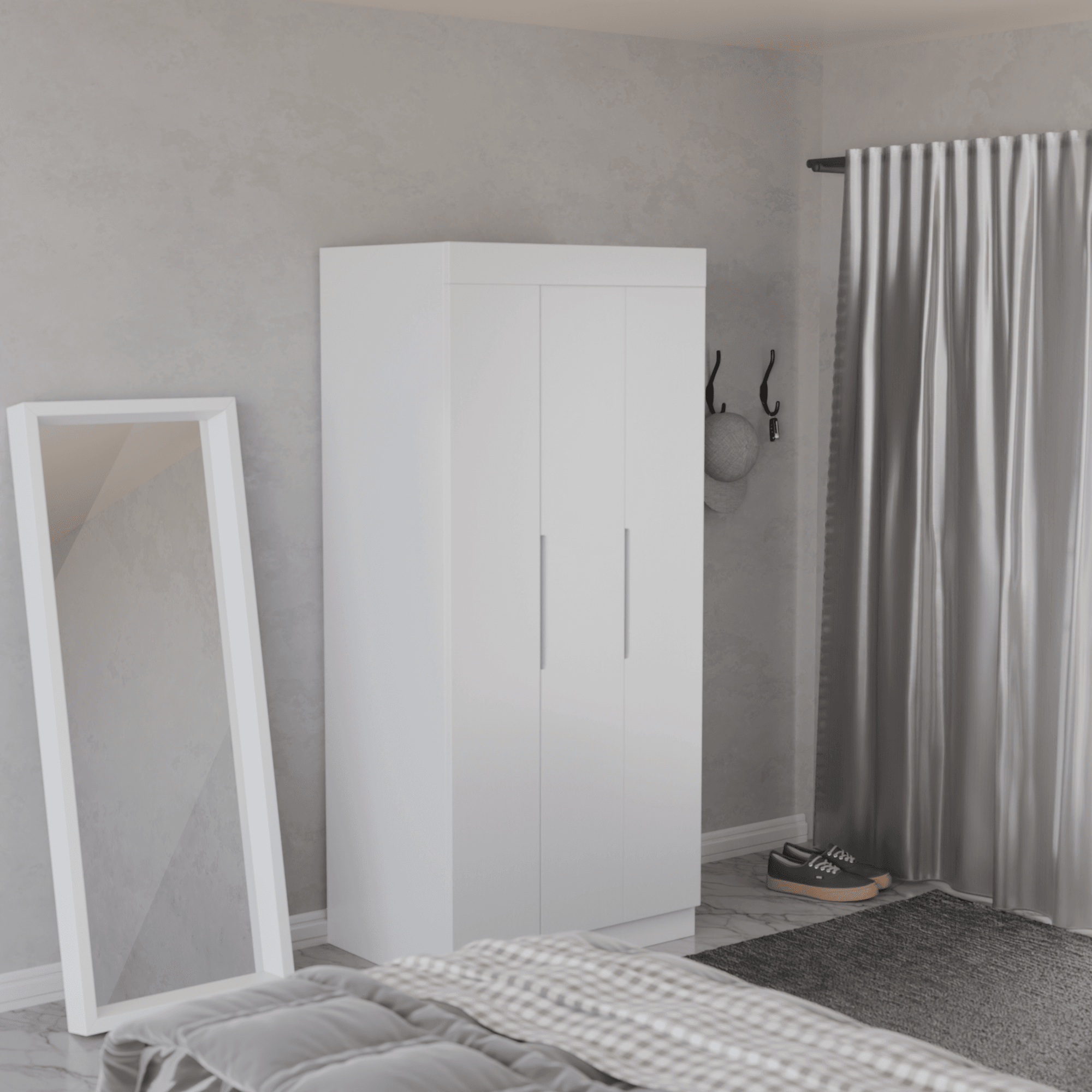 Harris 3-Door Open Wardrobe Closet - Modern Freestanding Storage for Bedroom, Living Room & Walk-In Closet Organization