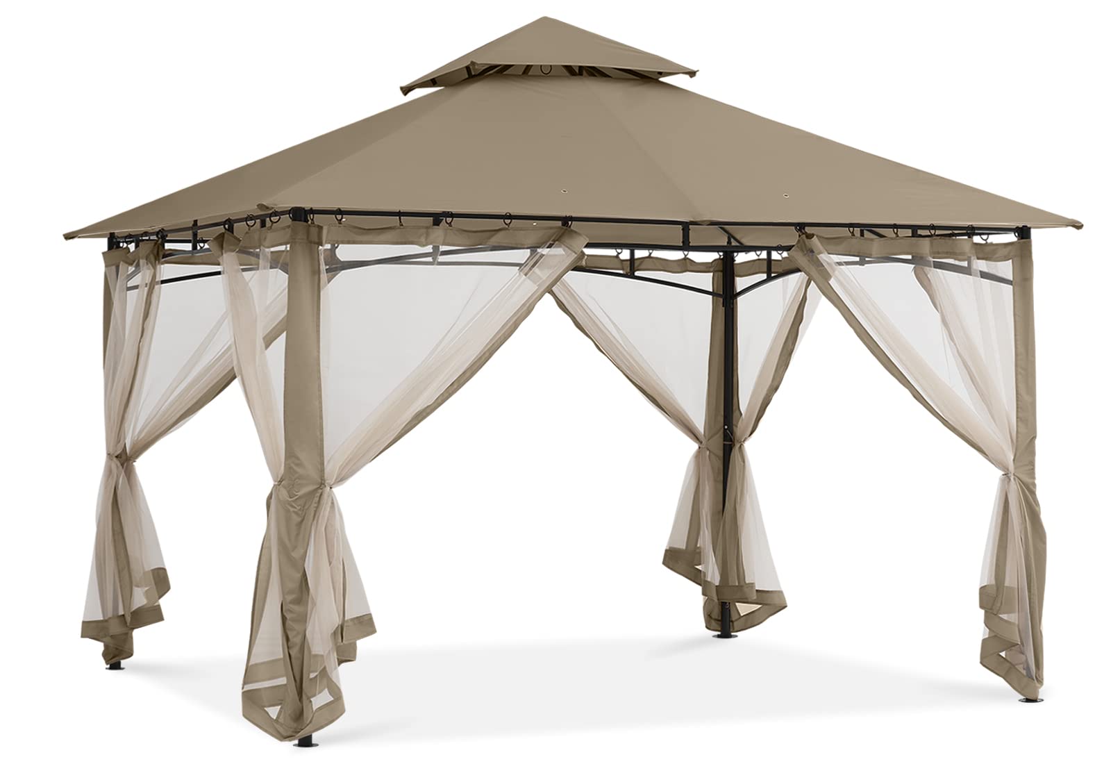 10x12 ABCCANOPY Outdoor Gazebo for Patios - Steel Frame with Mosquito Netting, Perfect for Backyard, Garden, Deck & Lawn (Khaki) | Ideal for Outdoor Dining, Parties & Relaxation
