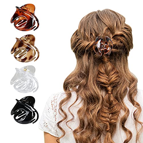Aaiffey No-Slip Tortoise Shell Hair Clips for Women - 4PCS Large Leopard Print Fashion Hair Accessories, Perfect for Parties, Weddings and Everyday Styling