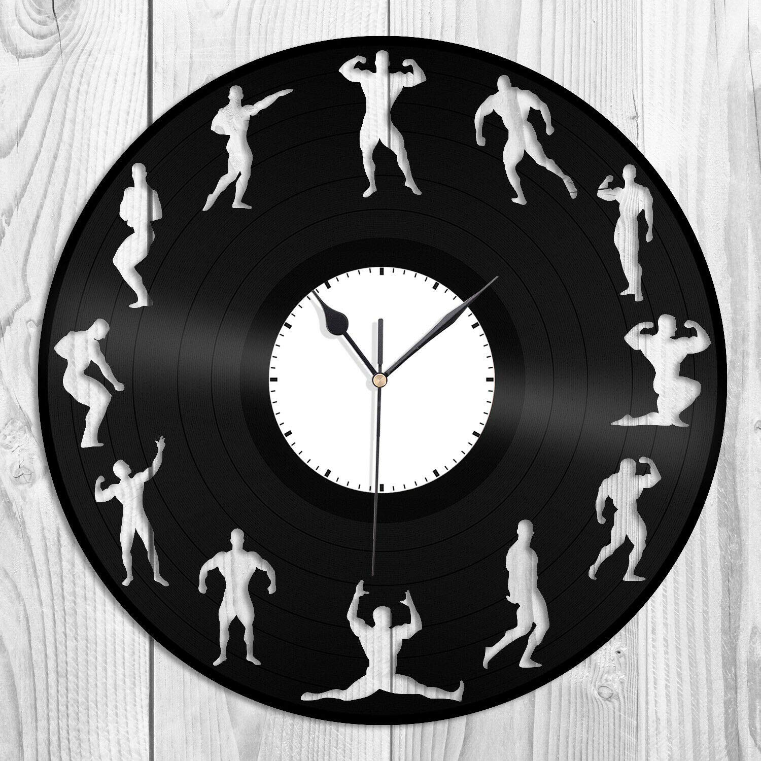 Best Vintage Bodybuilders Vinyl Wall Clock - Unique Gift for Friends, Home & Office Decor - Perfect for Gym, Bar, Man Cave & Room Decoration