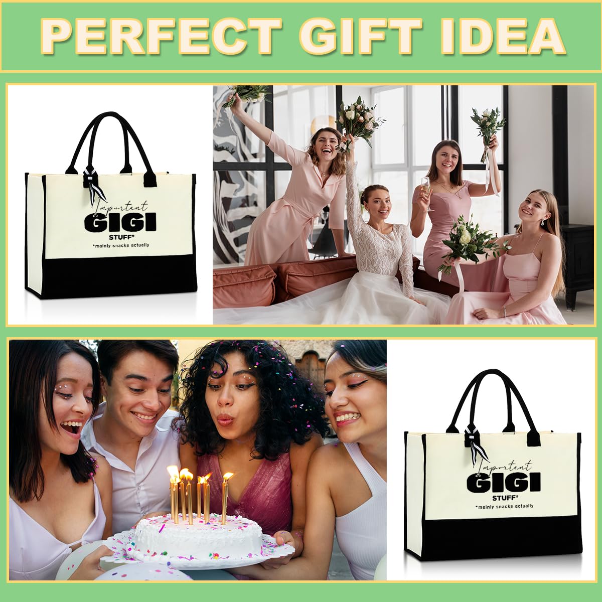 Gigi Canvas Tote Bag - Large Reusable Shopping Bag for Beach, Grocery & Daily Use - Perfect Gift for Women, Grandma, Mother, Nanny - Birthday, Mother's Day, Thank You Present - Durable & Stylish Carryall for Work, Travel & Errands