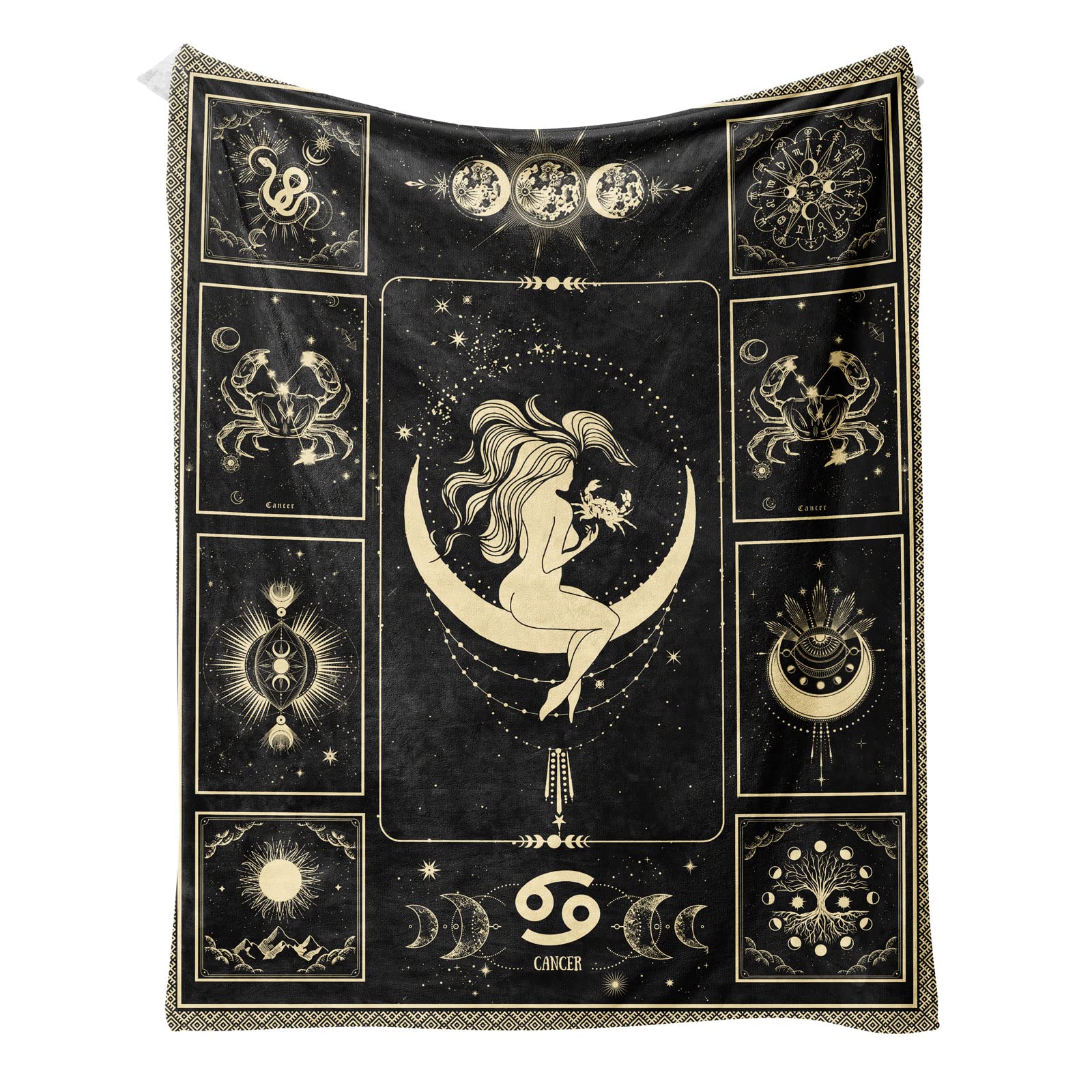 Cancer Constellation Blanket - Lightweight Microfiber Zodiac Blanket with Sun & Moon Design - 50