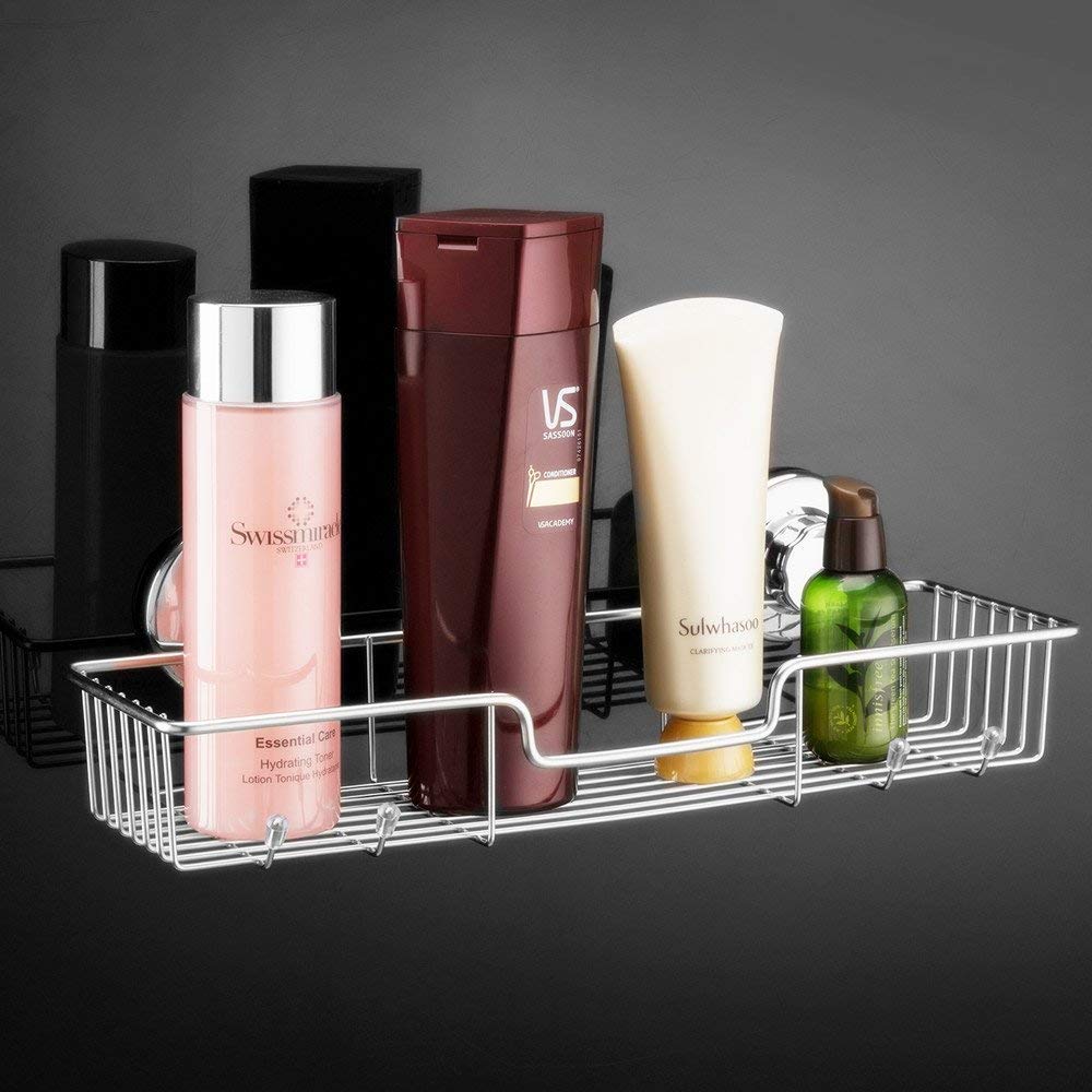 iPEGTOP L-4 Strong Suction Cup Shower Caddy - Rustproof Stainless Steel Bathroom Organizer for Shampoo, Soap, Conditioner & Razor Storage - Perfect for Small Spaces & Clutter-Free Showers