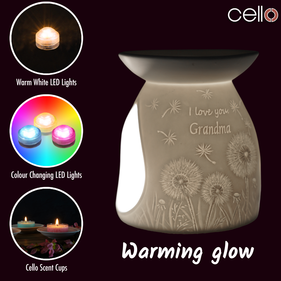 Elegant Cello Porcelain Tealight Holder - Heartwarming 'I Love You Grandma' Gift for Mother's Day, Birthday & Holidays - Perfect for Home Decor, Romantic Dinners & Memorial Candles