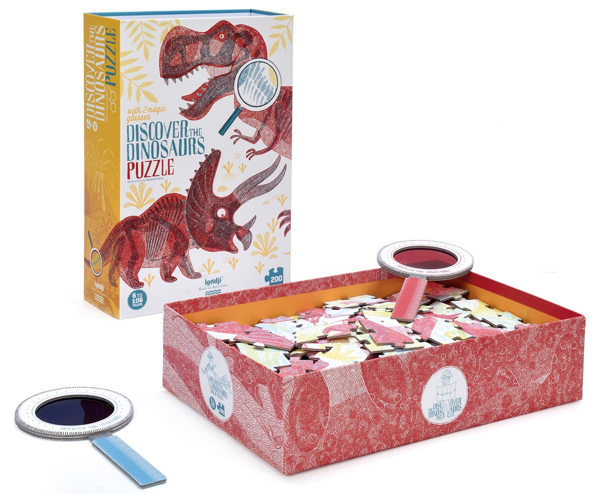 Londji Dinosaur Puzzle for Kids - Educational Wooden Jigsaw Toy with Prehistoric Dinosaurs - Perfect for Learning, Playtime & Gifts