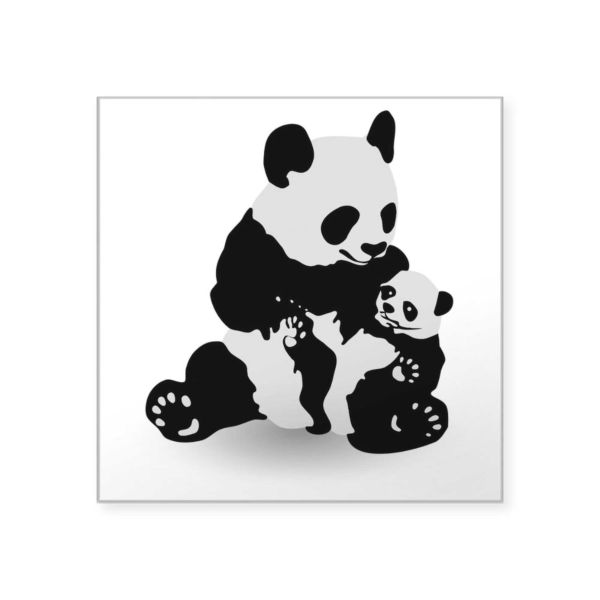 Panda & Baby Panda Car Sticker - Cute Square Bumper Decal for Cars, Laptops & Water Bottles | Durable Vinyl Sticker for Animal Lovers & Nature Enthusiasts