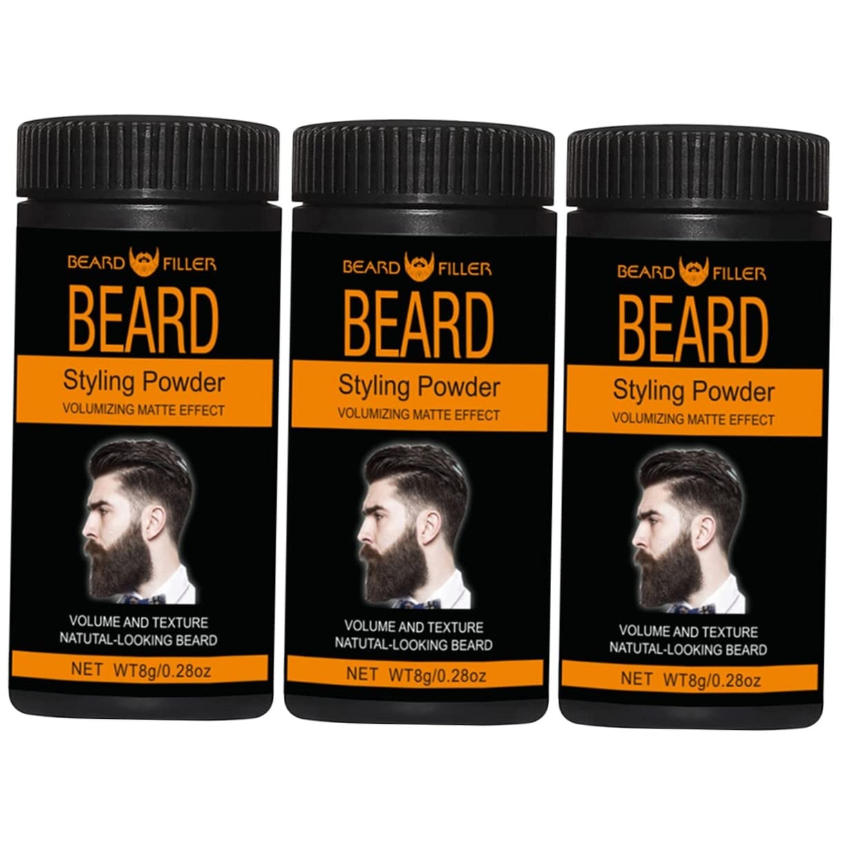 Minkissy 3PCS Beard Fluffing Powder - Hair Styling & Building Fibers for Men | Beard Shaping Filler Powder | Salon-Grade Grooming for Thicker, Fuller Beards | Perfect for Daily Styling & Special Occasions