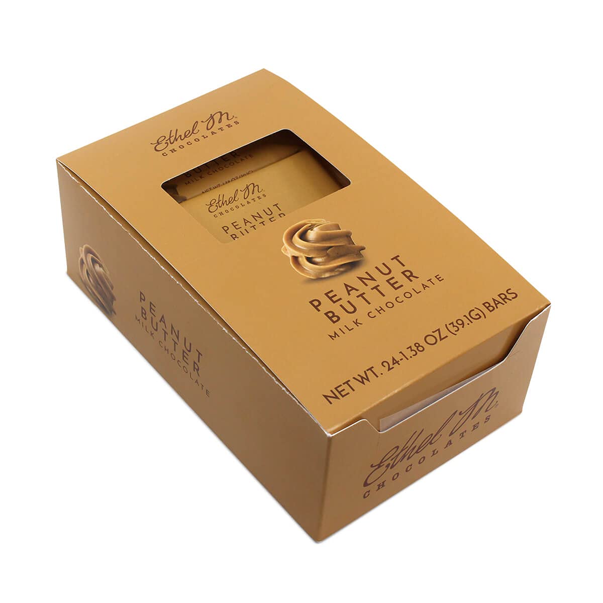 Ethel M Premium Milk Chocolate Peanut Butter Bars - 24 Count Box | Rich & Creamy Peanut Butter with Gourmet Chocolate | Perfect Sweet & Salty Snack for Gifts, Parties & Office Treats