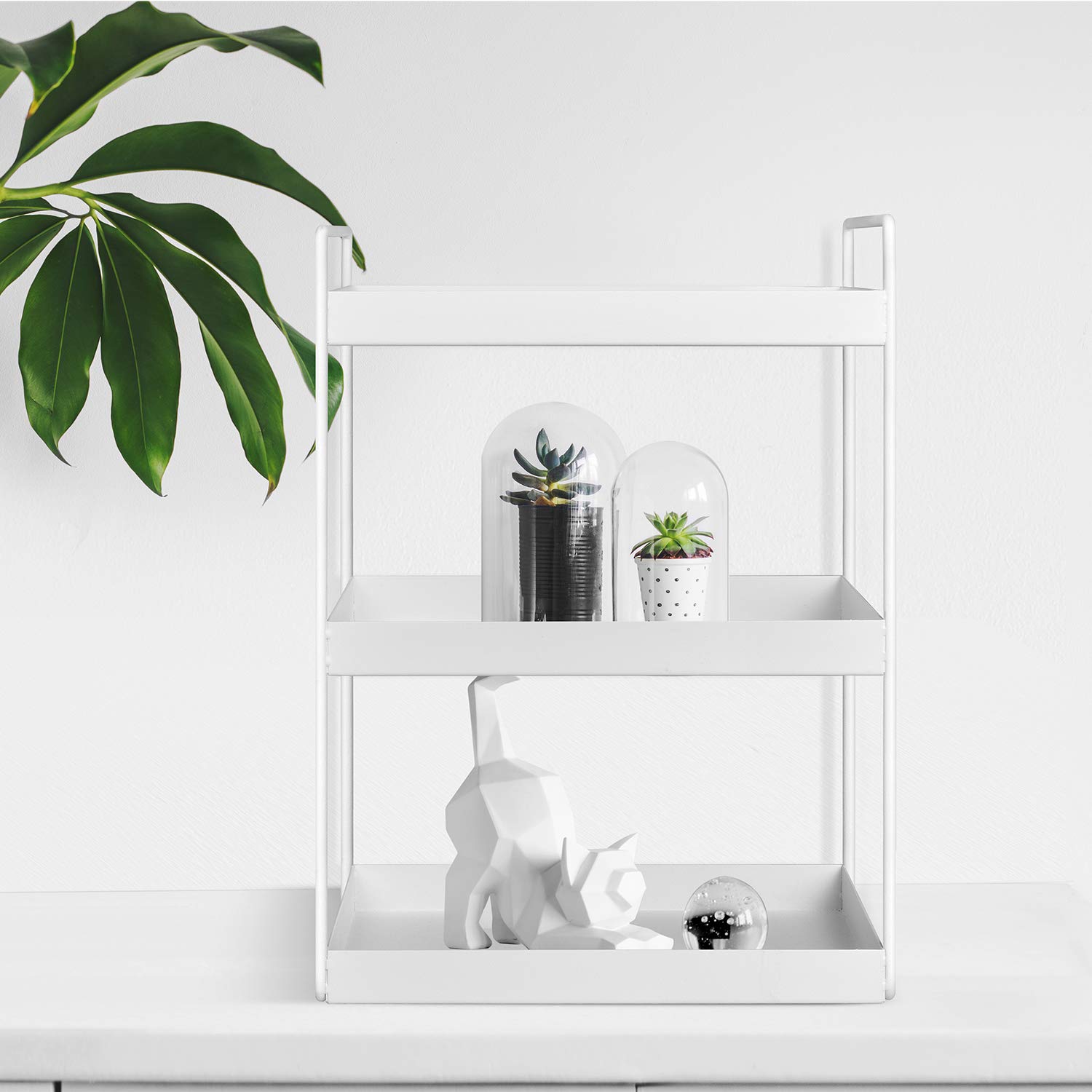 3-Tier White Bathroom Countertop Organizer - Vanity Tray for Makeup & Cosmetic Storage, Kitchen Spice Rack Standing Shelf | Perfect for Bathroom Vanity, Bedroom Dresser & Kitchen Counter Organization