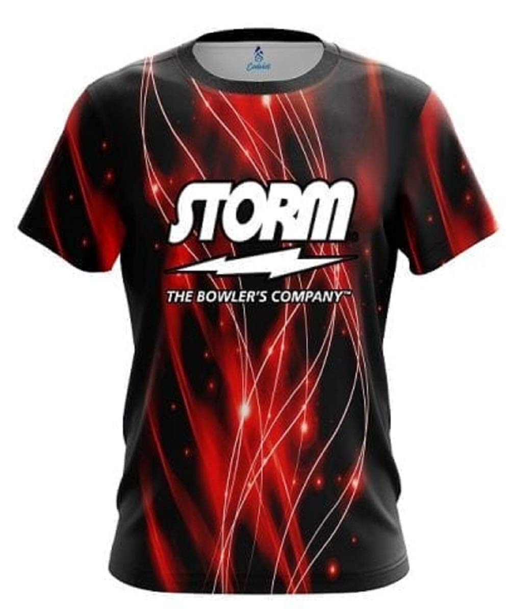 Storm Red Spiral Waves Bowling Jersey - High Performance Breathable Bowling Shirt for Men & Women - Perfect for League Play, Tournaments & Casual Bowling Nights
