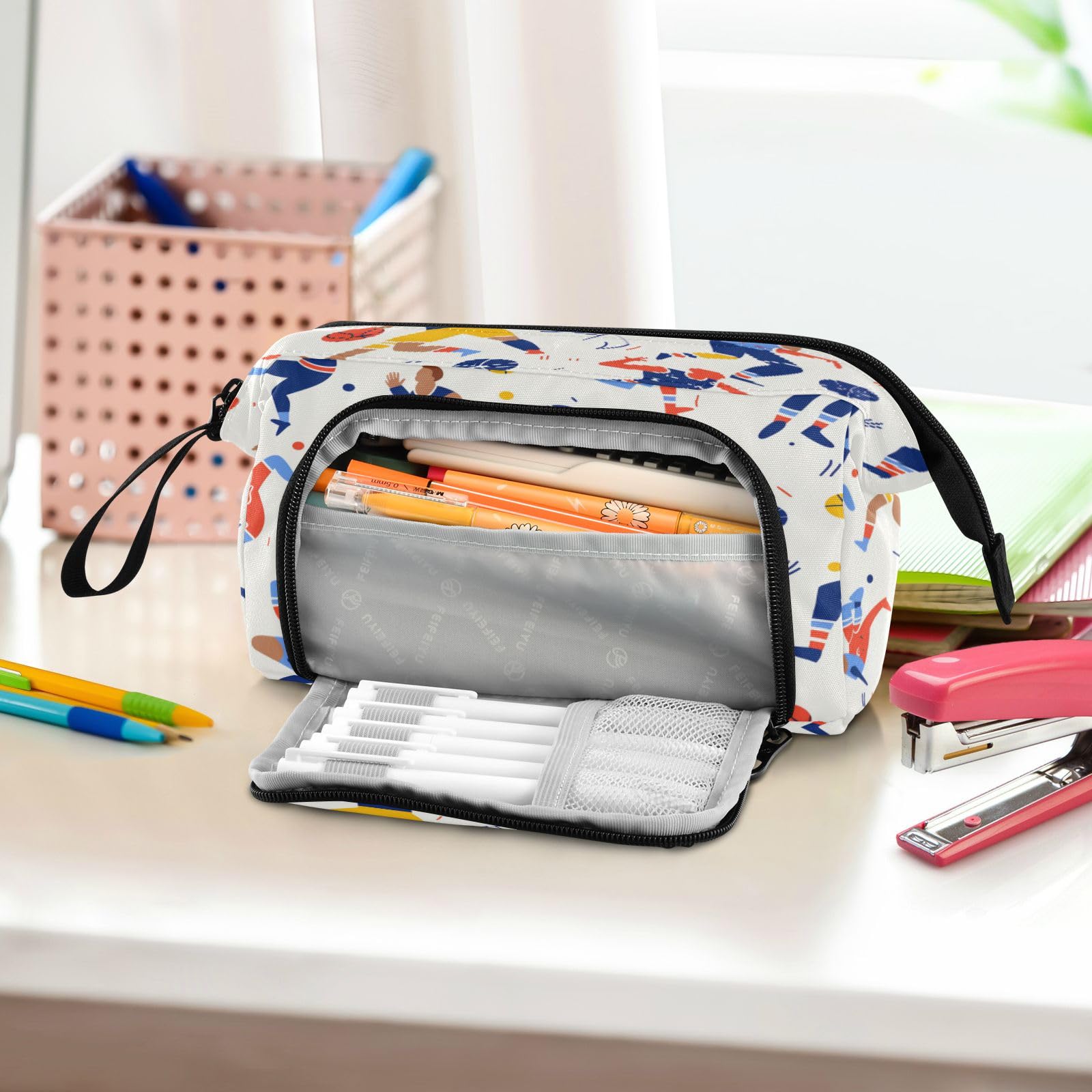 Large Capacity Sport Man Basketball Pencil Case - Durable Pencil Pouch & Stationery Organizer for School, Office, Work, Travel | Perfect for Students, Teachers, Professionals