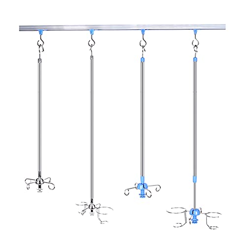 Portable IV Pole Stand with Adjustable Height & Ceiling Pulley - Medical IV Drip Hanger for Hospital, Home Care & Nursing Use