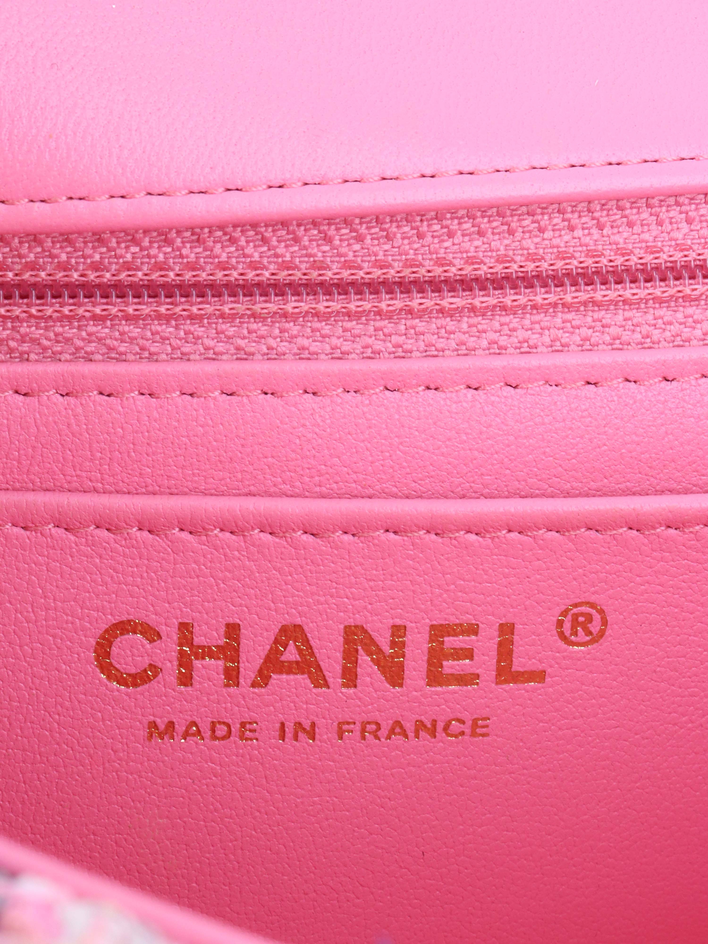 Chanel Pink & Blue Tweed Mini Rectangular Classic Flap Bag - Luxury Designer Handbag for Women | Perfect for Parties, Weddings & Special Occasions