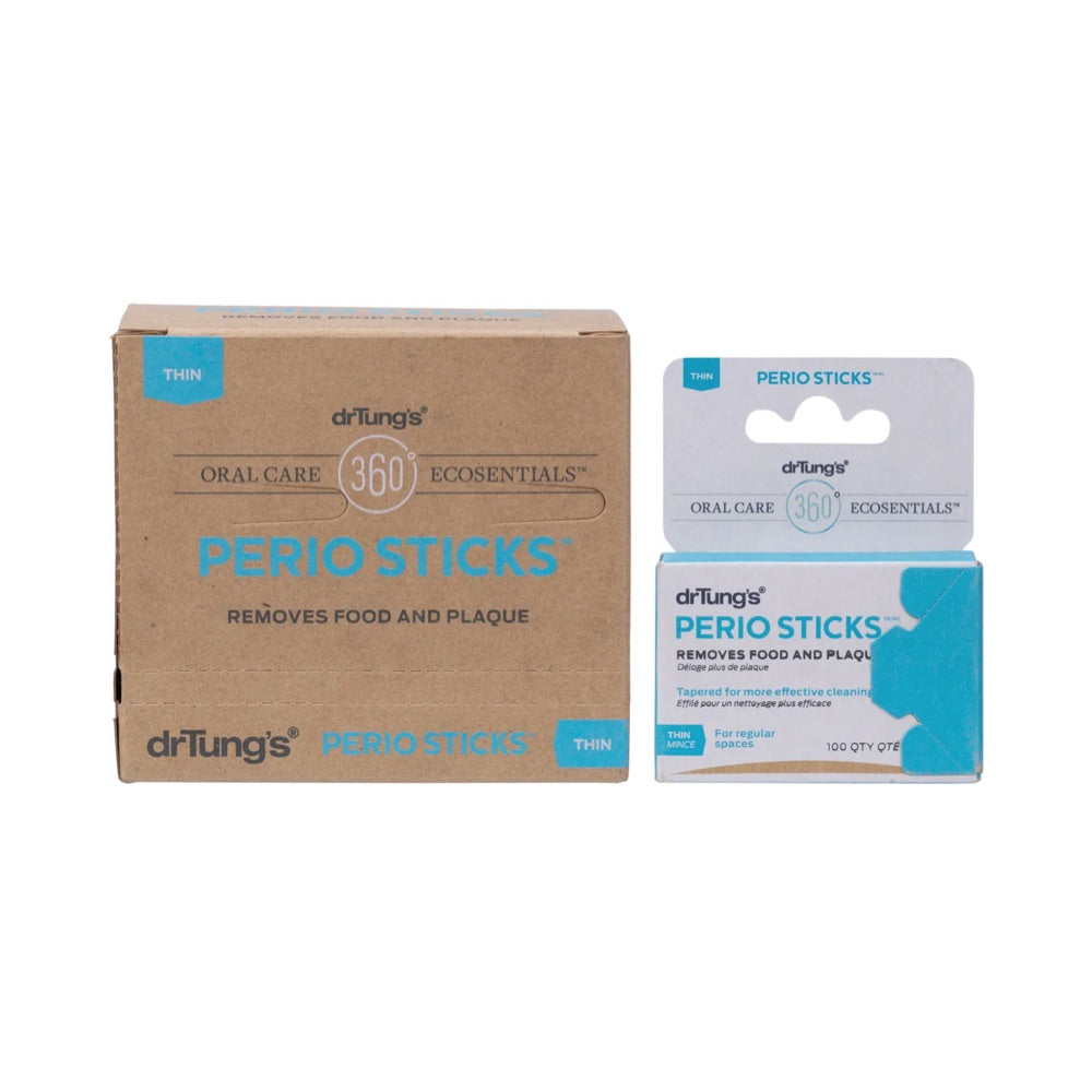 Dr. Tung's Perio Sticks Thin 100pc - Natural Dental Floss Picks for Teeth Cleaning, Oral Hygiene & Fresh Breath - Perfect for Travel, Home & Office Use