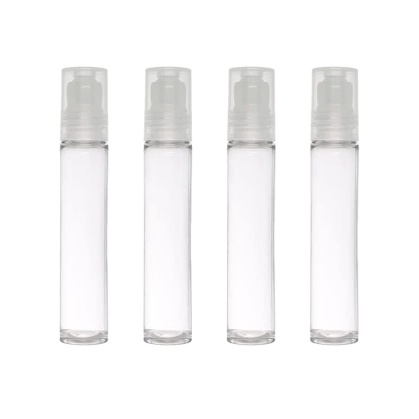 PHARCOS 4-Pack 10ml Transparent Plastic Roll On Bottles - Food Grade, Leak Proof for Essential Oils, Lip Balm, Deodorant, Cream & Lotion | Perfect for Travel, DIY Beauty & Aromatherapy Refills