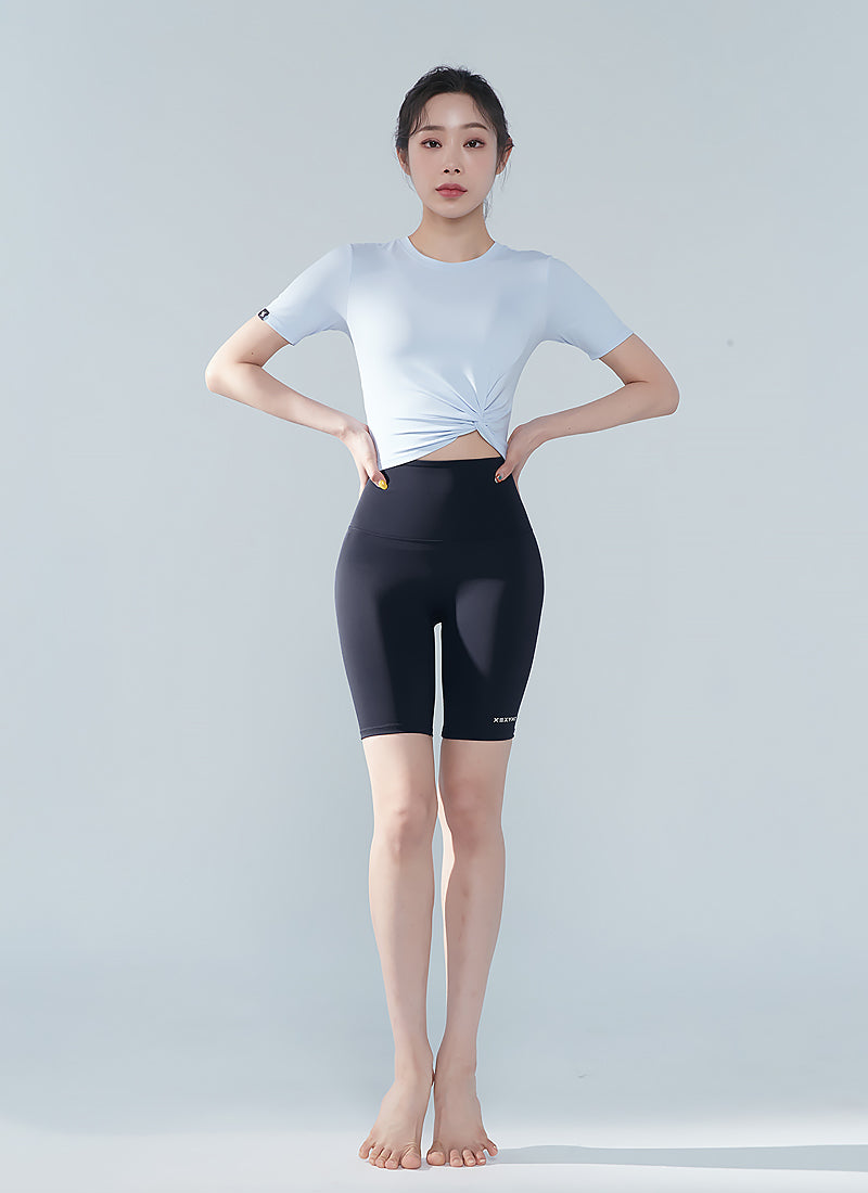 Stylish Fresh Feather Twist Crop Short Sleeve T-Shirt | Trendy Summer Casual Top for Women | Perfect for Beach Outings, Music Festivals & Streetwear Fashion