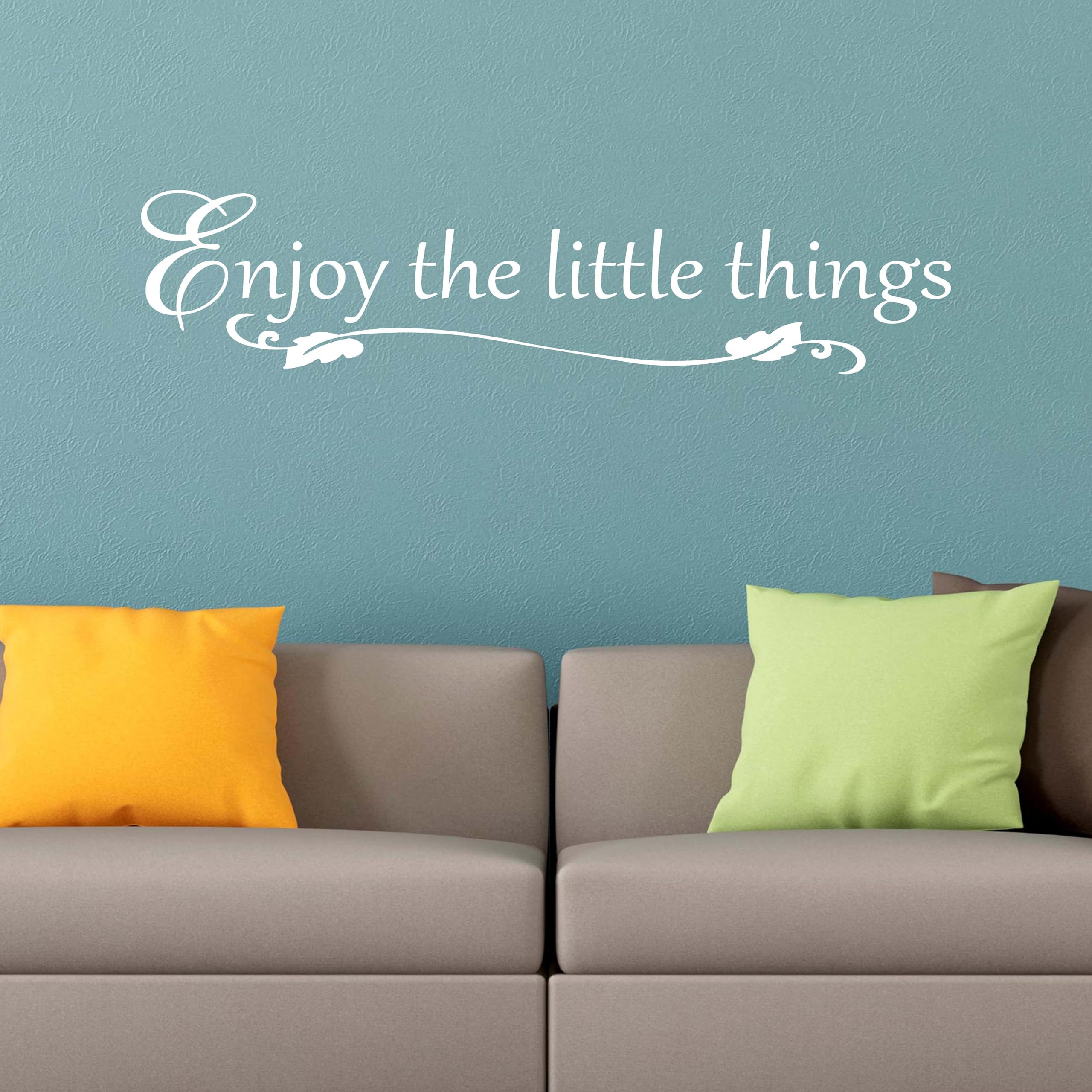 Enjoy The Little Things Wall Decal - Family Home Decor Vinyl Sticker for Living Room, Nursery, Bedroom - White Removable Wall Art for Cozy Home Decor