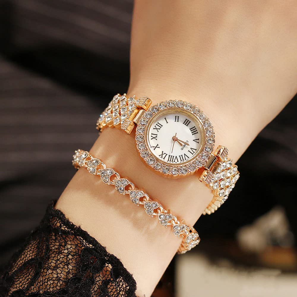 Luxury Diamond Bracelet Watch for Women - Fashion Casual Quartz Wristwatch - Elegant Ladies Watch for Daily Wear, Office & Special Occasions