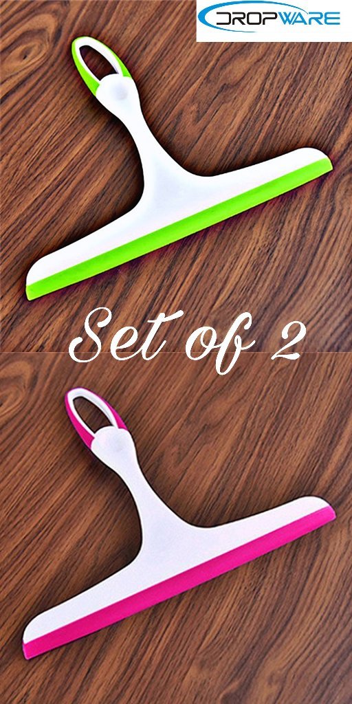 2-Pack Multi-Color Kitchen Squeegee Wiper Set - Dishwasher Safe Silicone Scraper for Windows, Shower Glass & Countertops Cleaning