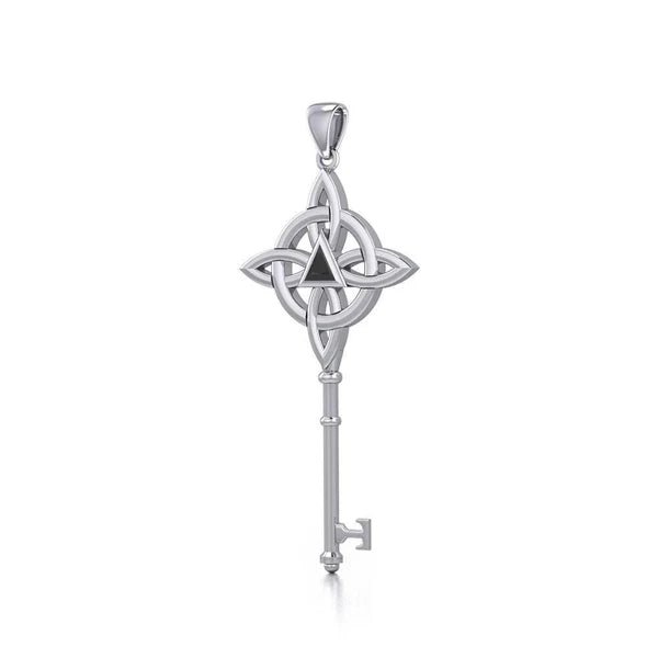 Celtic Recovery Spiritual Key Sterling Silver Pendant with Natural Gemstone - Meaningful Jewelry for Healing, Meditation & Spiritual Protection