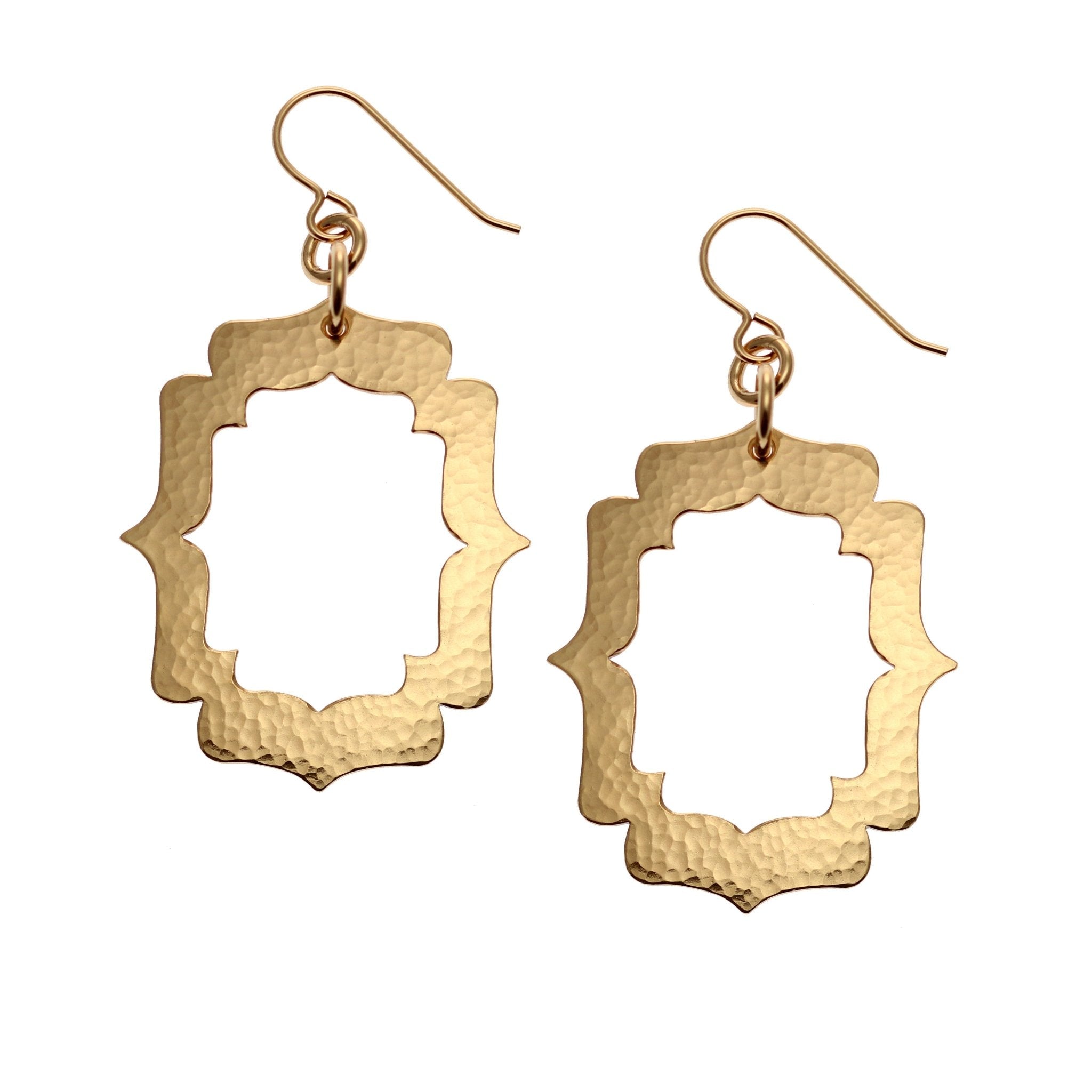 Handmade Pierced Hammered Bronze Arabesque Shield Earrings for Women - Boho Chic Jewelry for Parties, Weddings & Everyday Wear