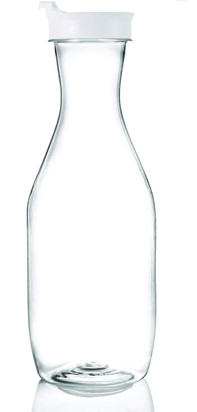 12-Pack Heavy Duty Clear Plastic Pitcher with Flip Top Lid - 50 Oz BPA-Free Water Carafes for Juice, Iced Tea, Picnic & Catering - Perfect for Parties, Restaurants, and Outdoor Events