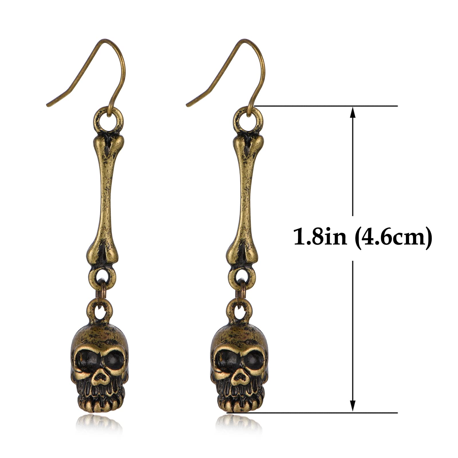 Vintage Silver Plated Human Skeleton & Mermaid Skull Dangle Earrings for Women & Men - Gothic Jewelry for Halloween, Cosplay, and Alternative Fashion