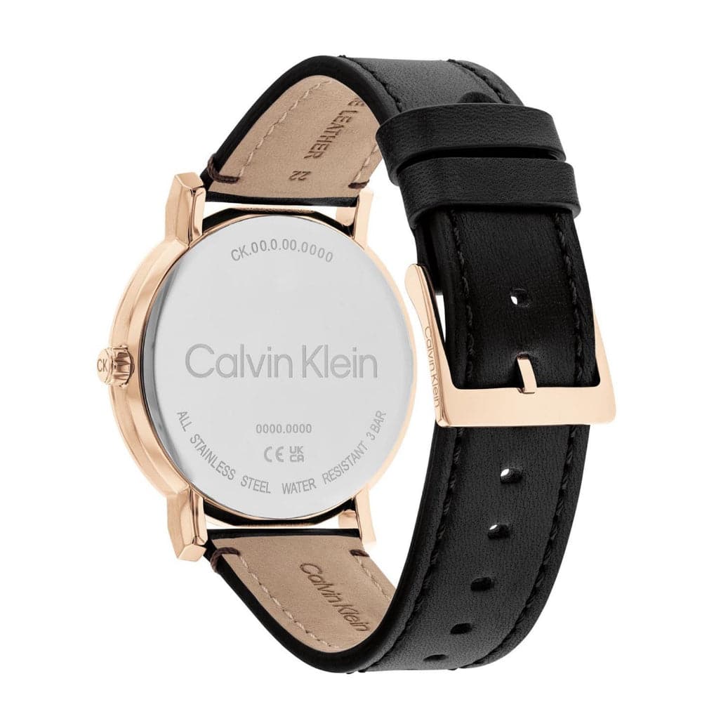 Calvin Klein Men's Black Dial Leather Strap Watch 25200318 - Stylish Dress Watch for Business & Formal Occasions