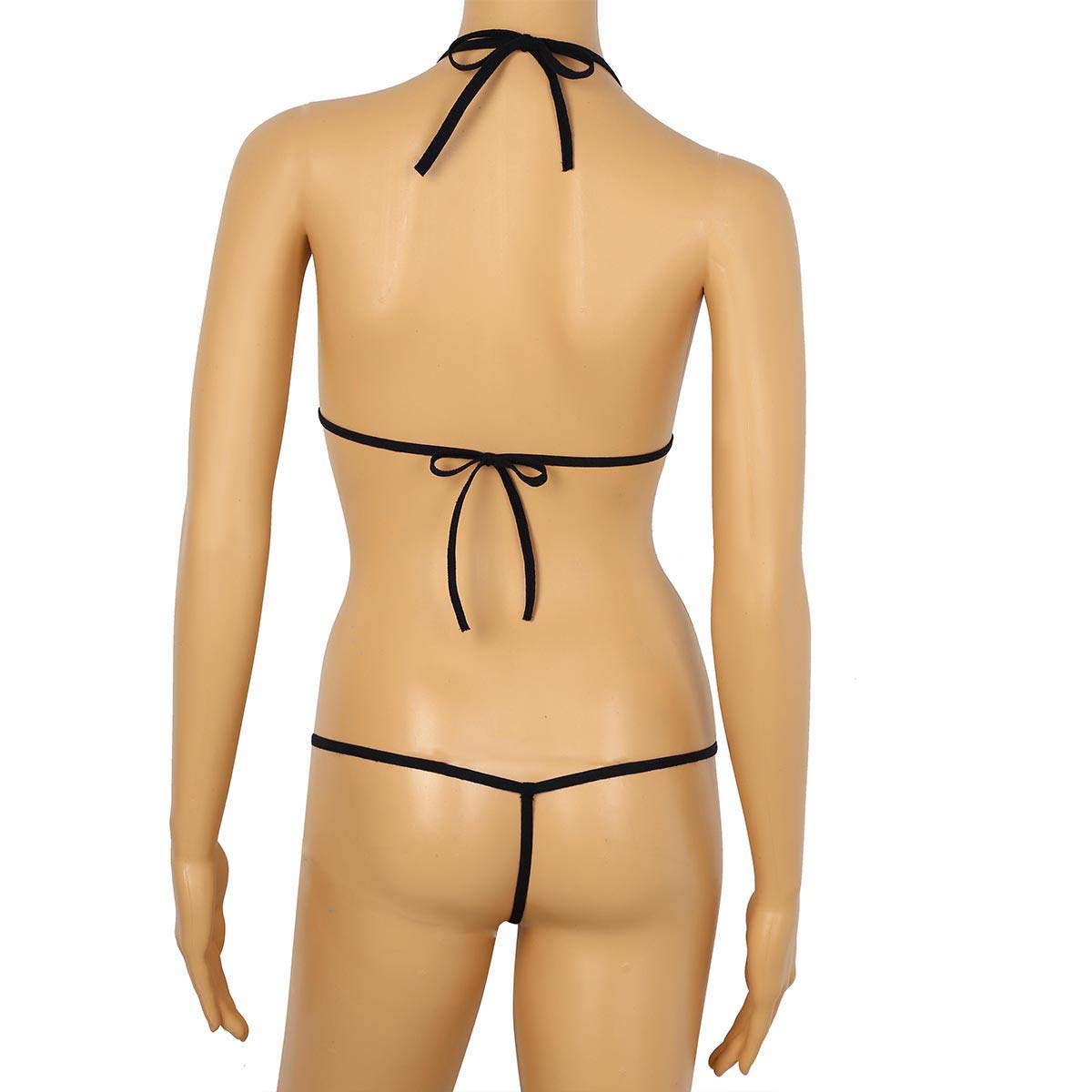 iEFiEL Women's Sexy Halter Neck Swimsuit - Micro G String Bikini Set 2 Piece Hollow Out Design for Beach, Pool & Summer Vacation | Plus Size Options Available